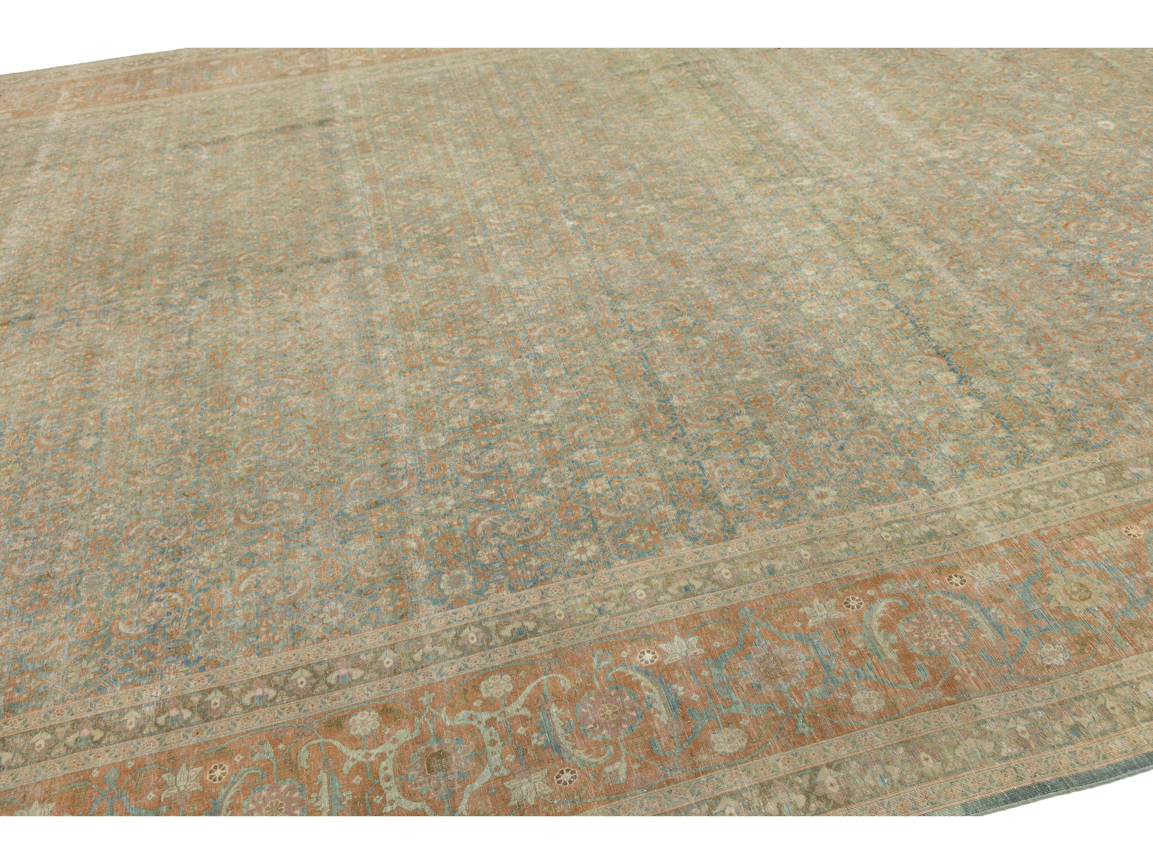 Antique Tabriz Wool Rug 11 X 16