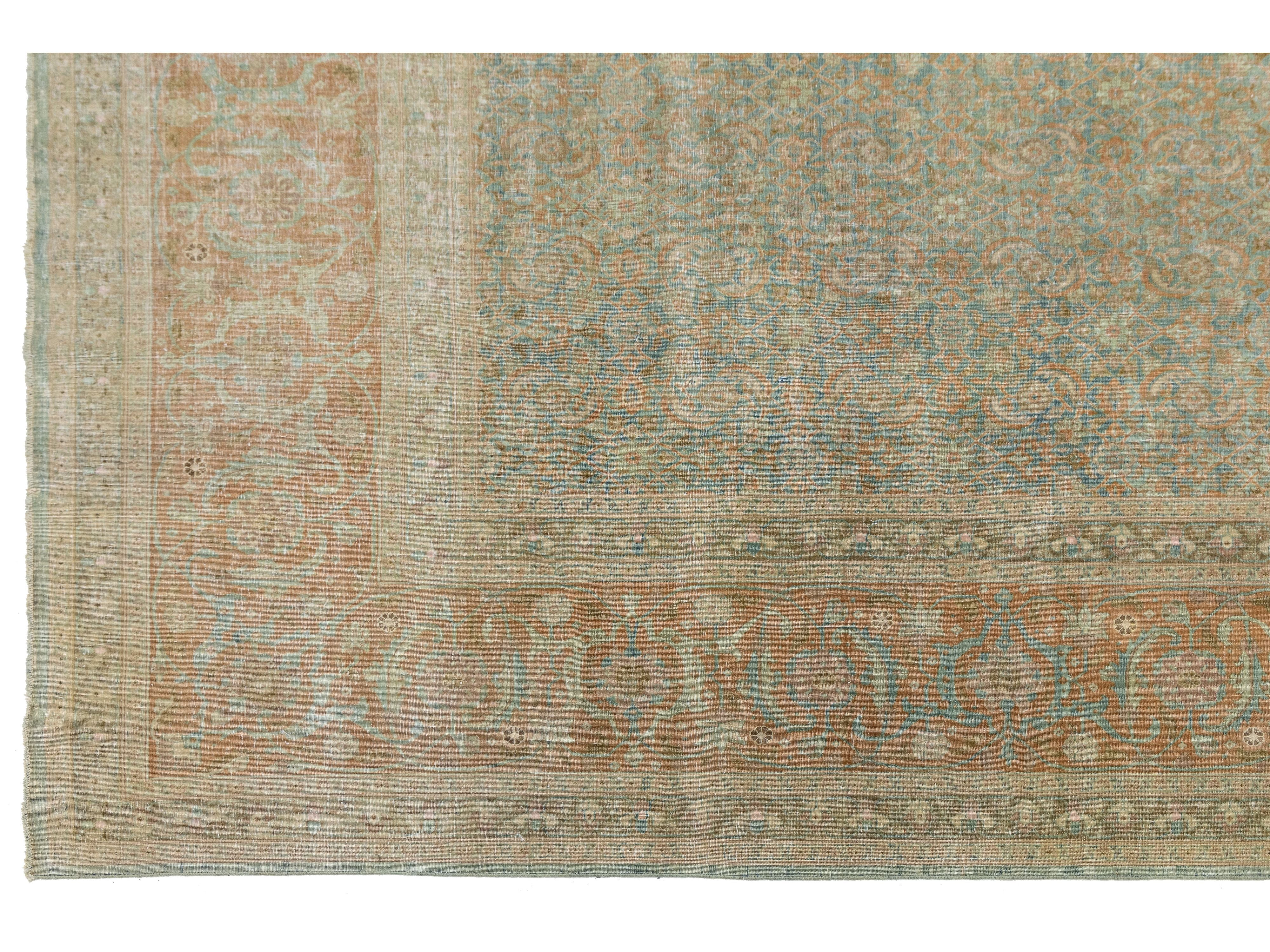 Antique Tabriz Wool Rug 11 X 16