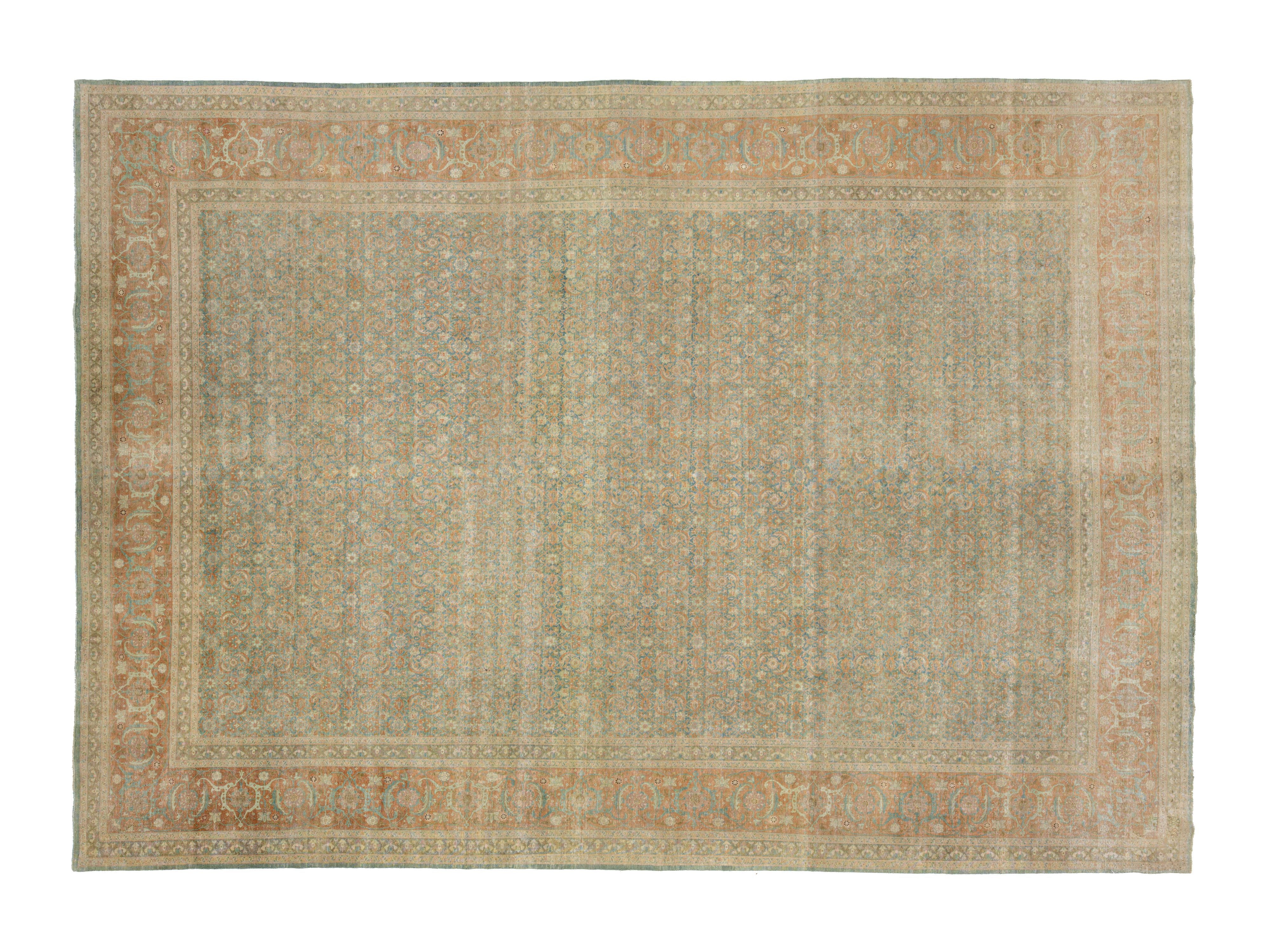 Antique Tabriz Wool Rug 11 X 16