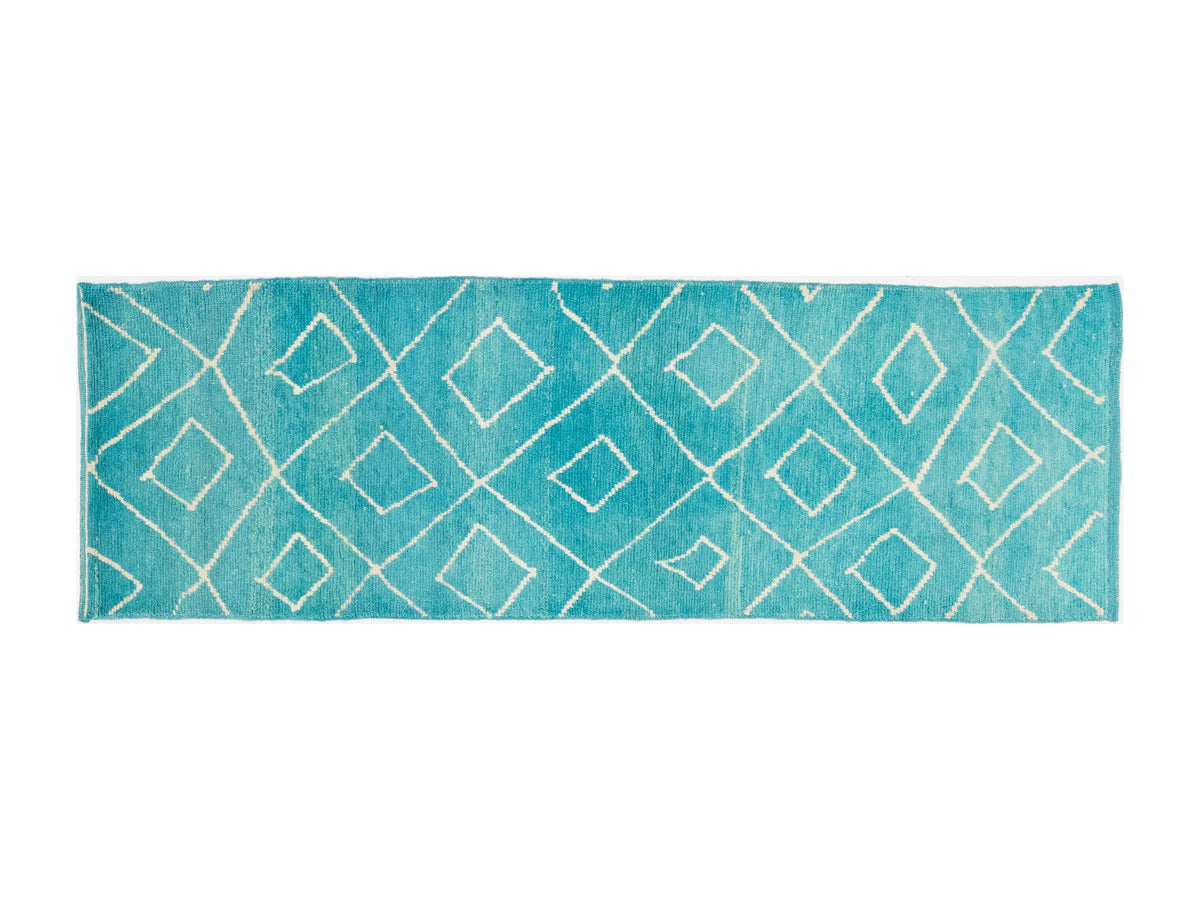 Modern Turkish Moroccan Wool Runner 3 X 10