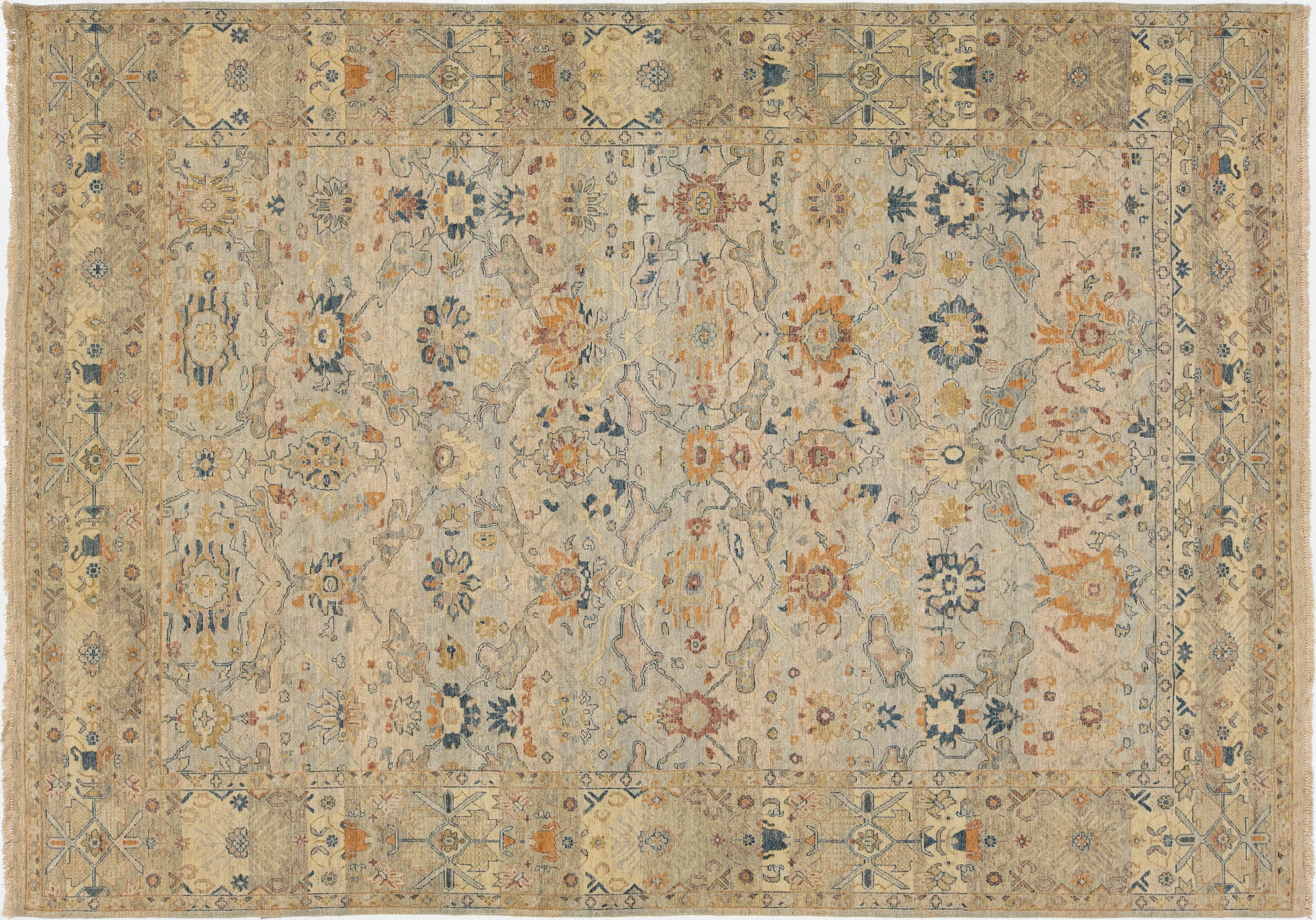 Modern Tabriz Wool Rug 9 X 13