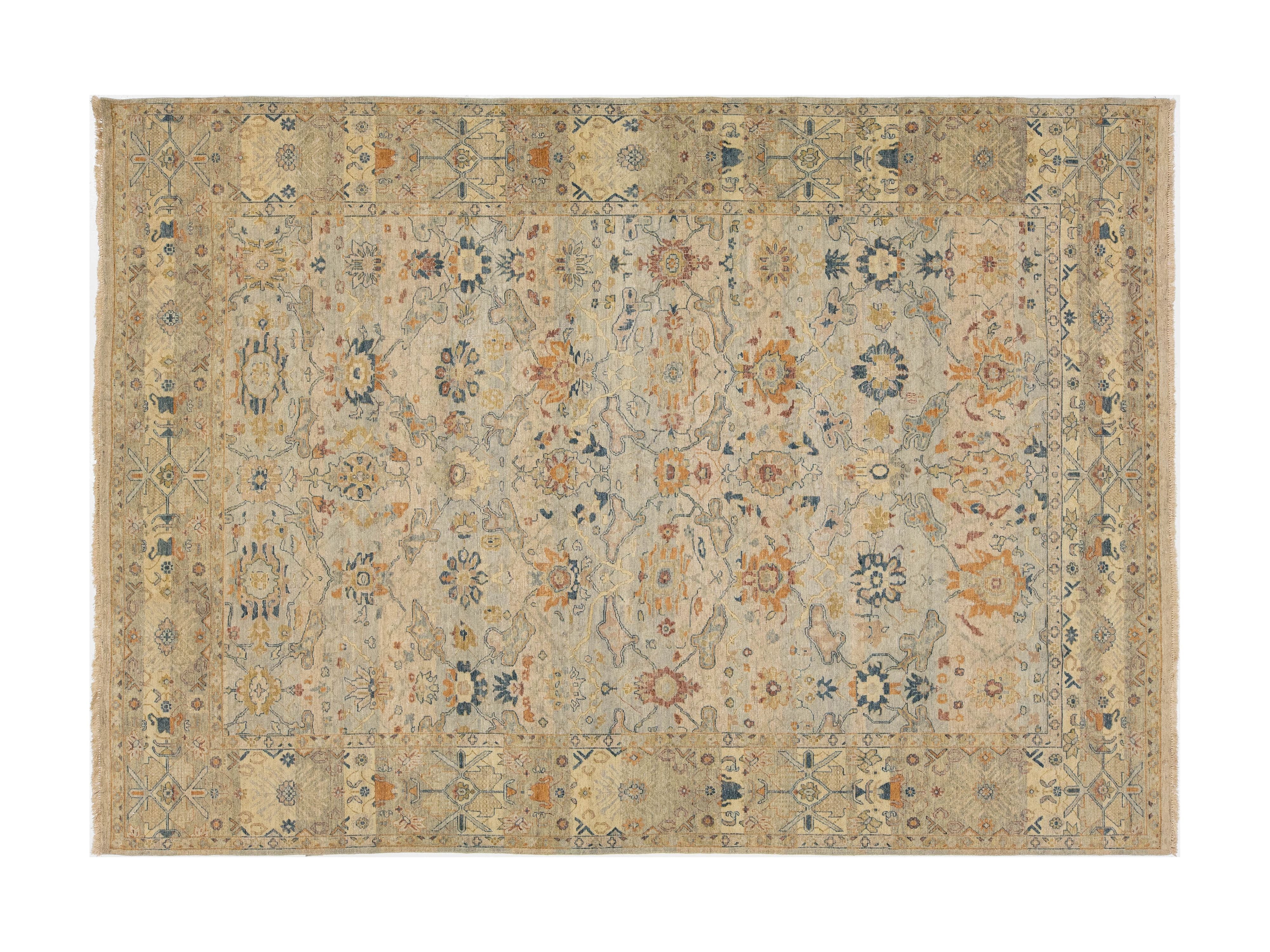 Modern Tabriz Wool Rug 9 X 13