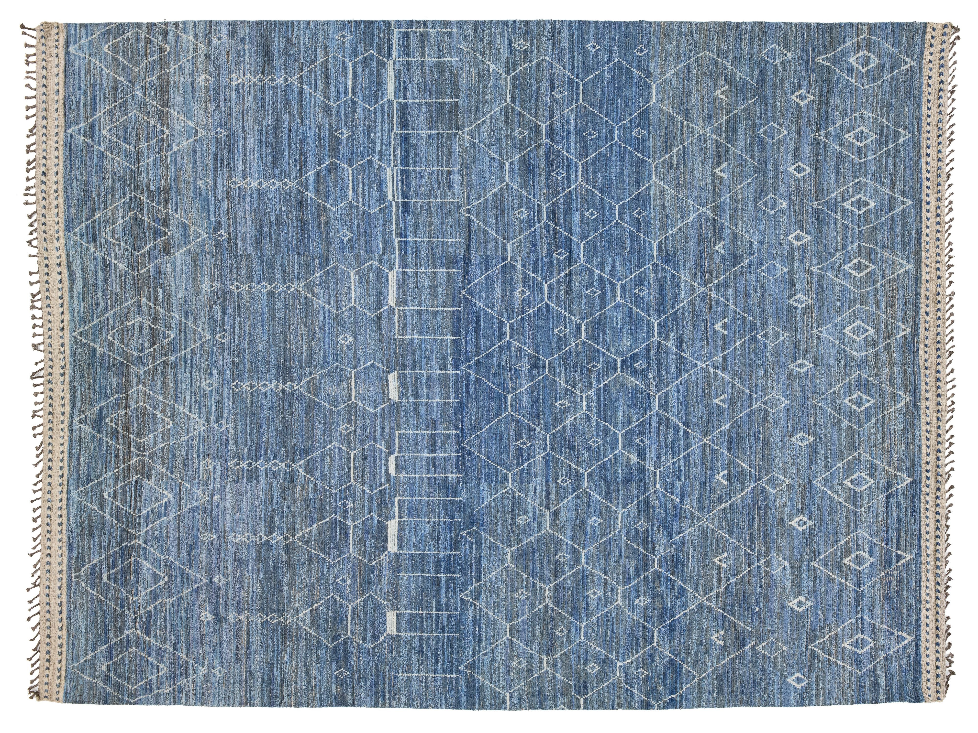 Modern Moroccan Wool Rug 12 X 16