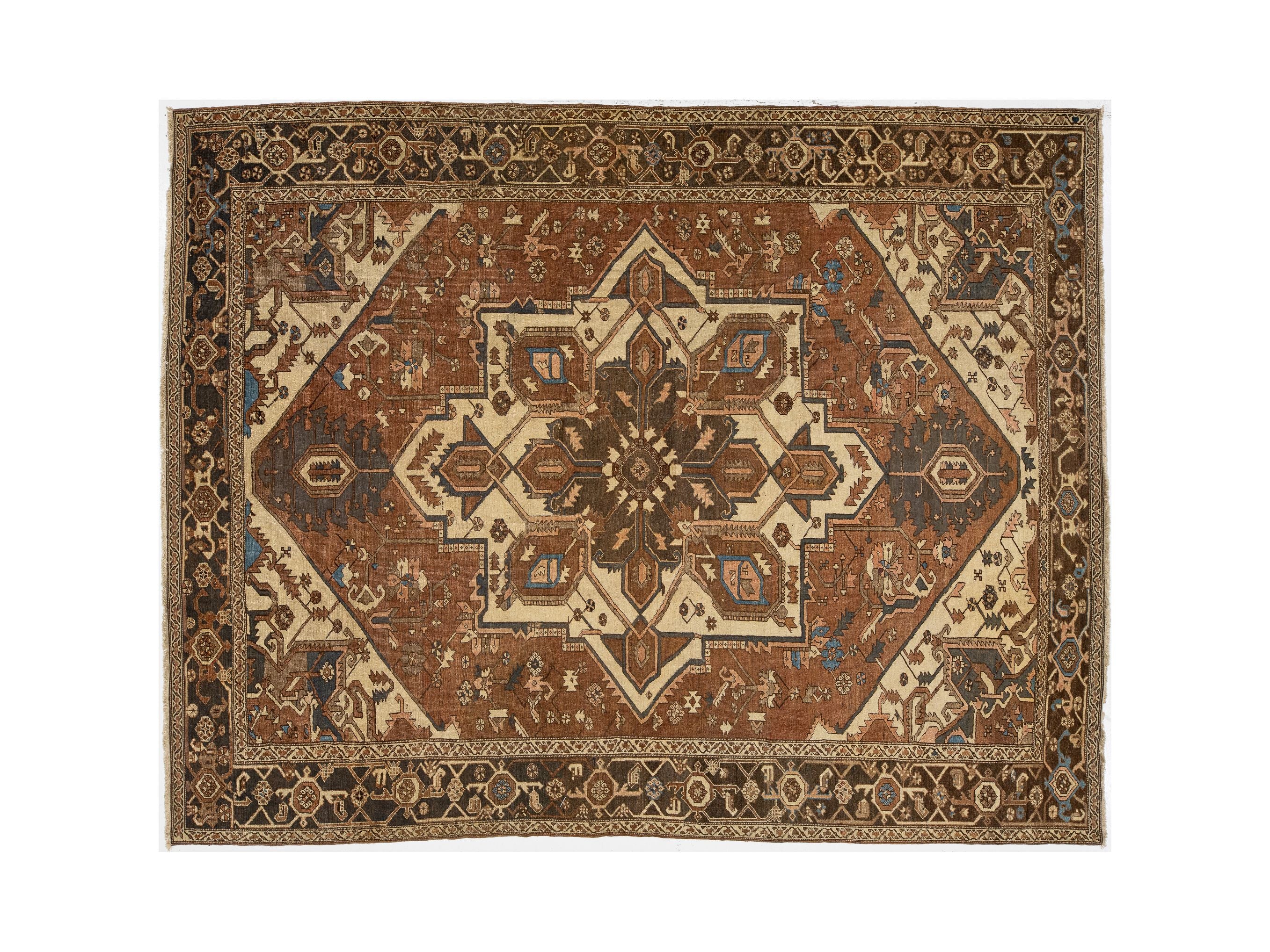 Antique Serapi Wool Rug 10 X 12