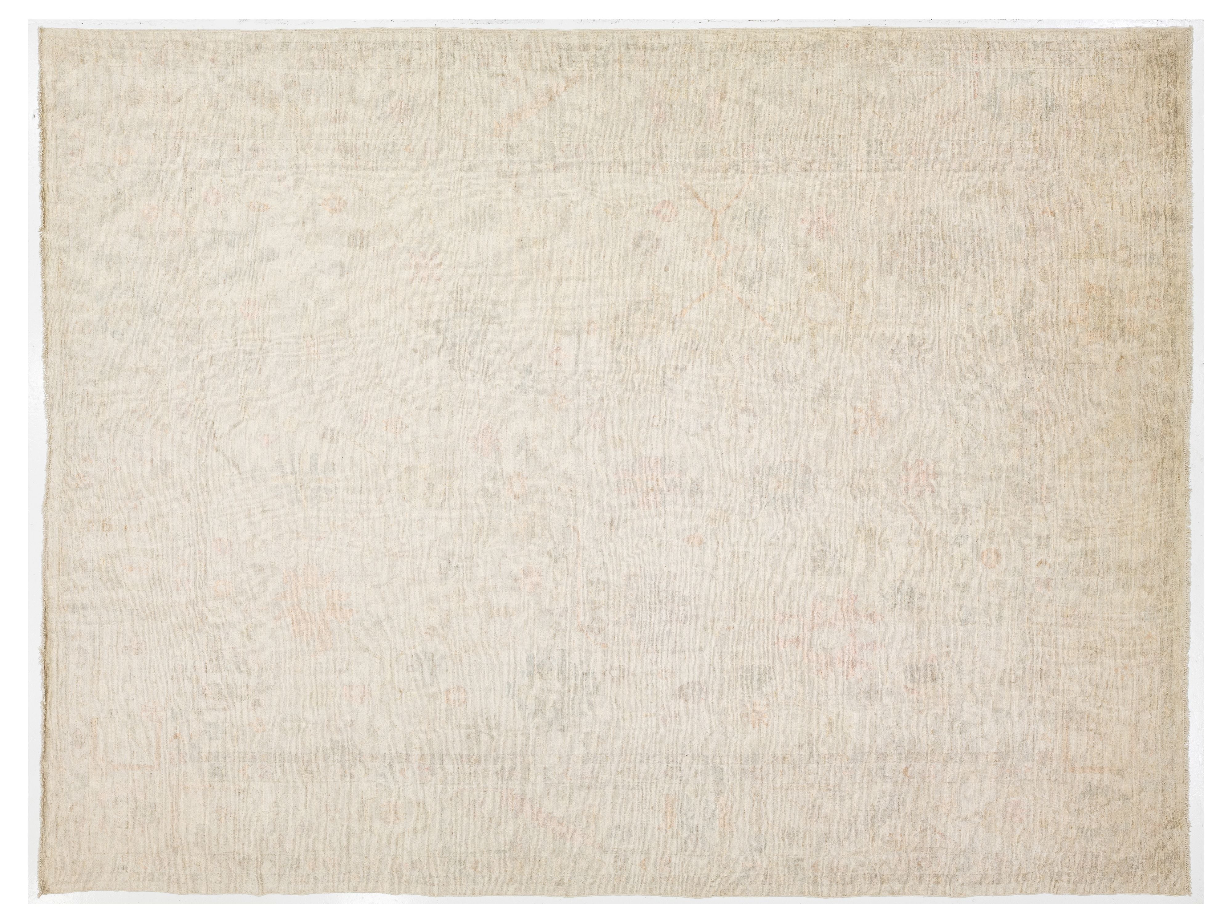 Modern Oushak Wool Rug 12 X 15