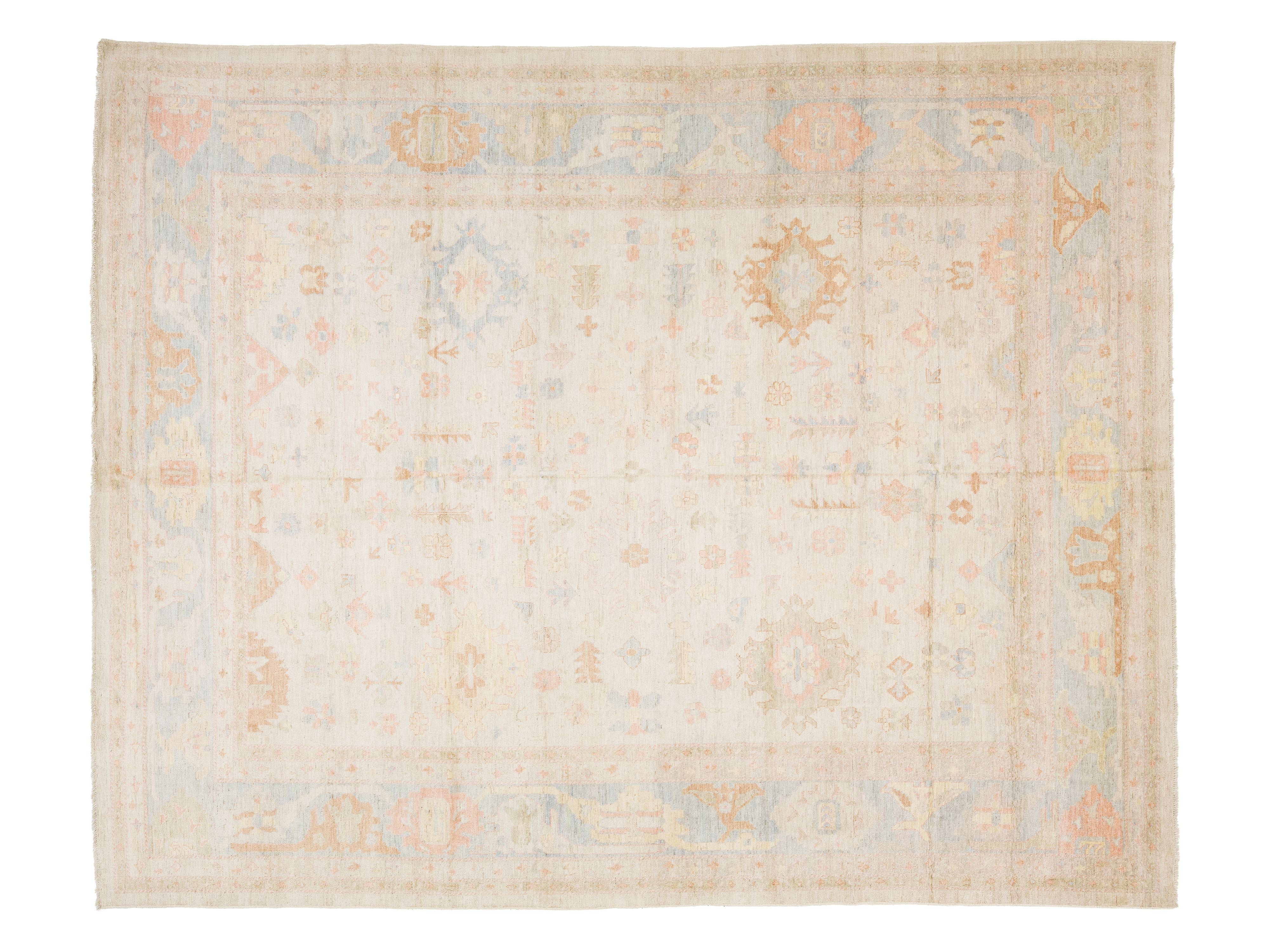 Modern Oushak Wool Rug 12 X 15