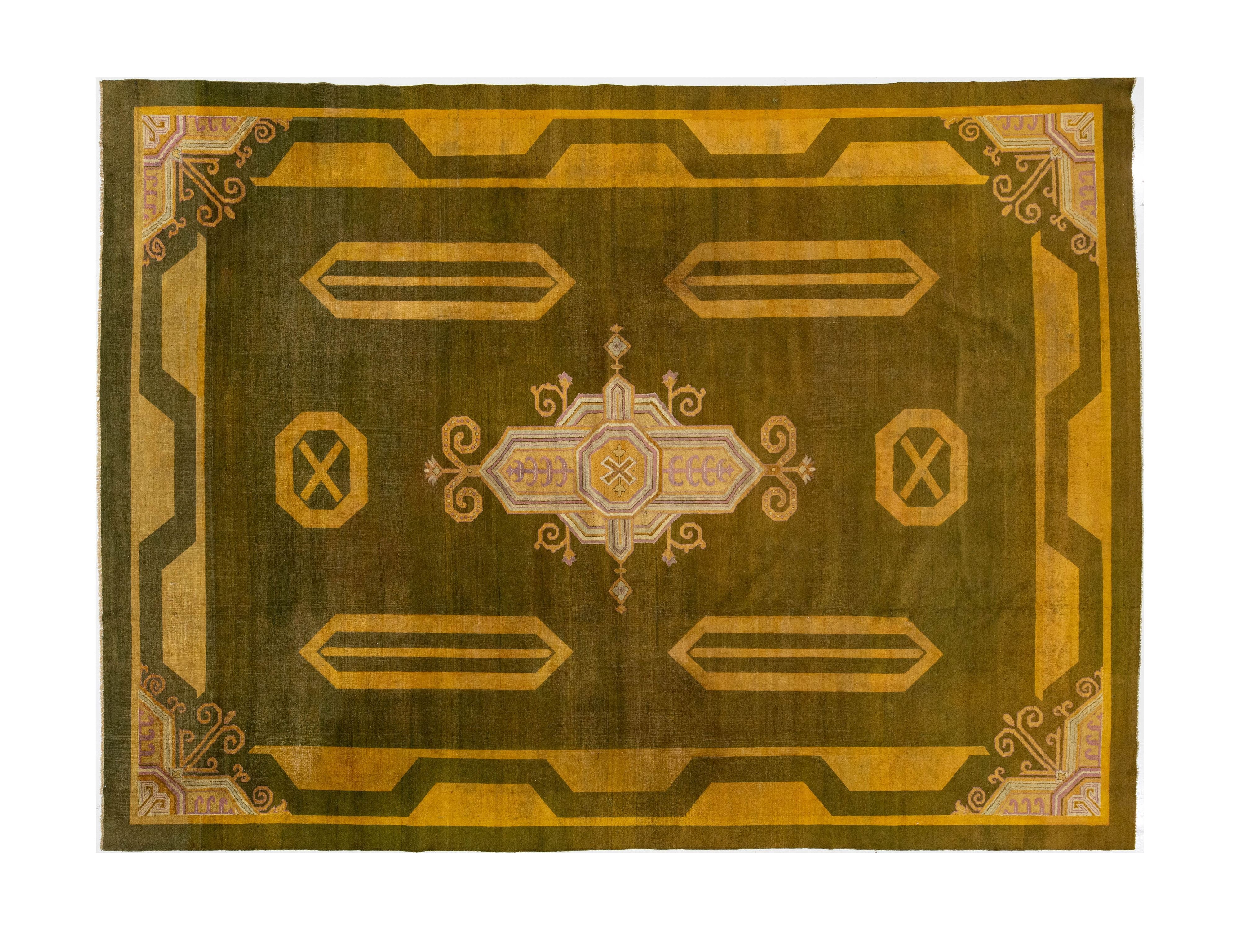 Antique Indian Agra Wool Rug 11 X 15