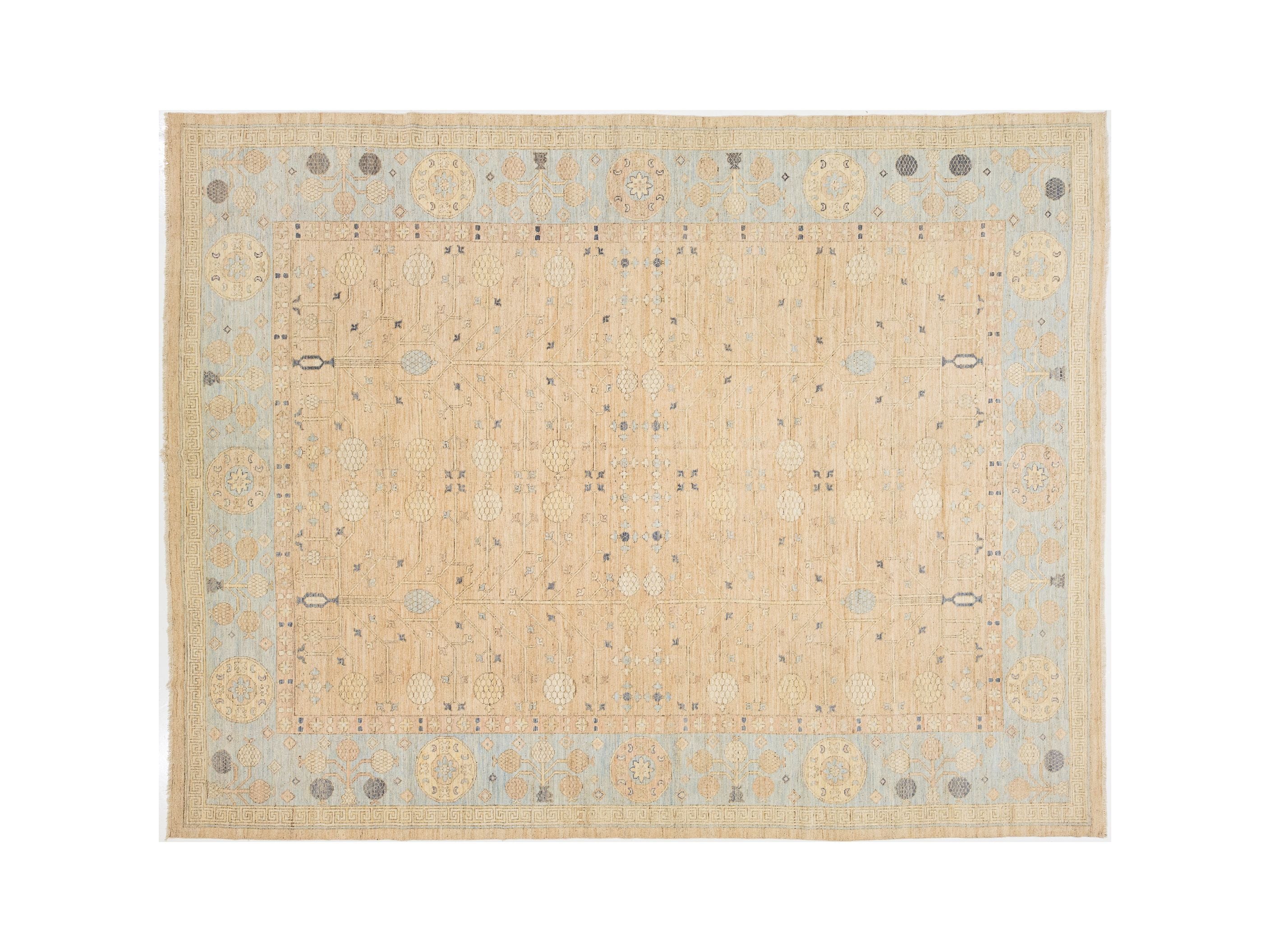 Modern Khotan Wool Rug 11 X 14