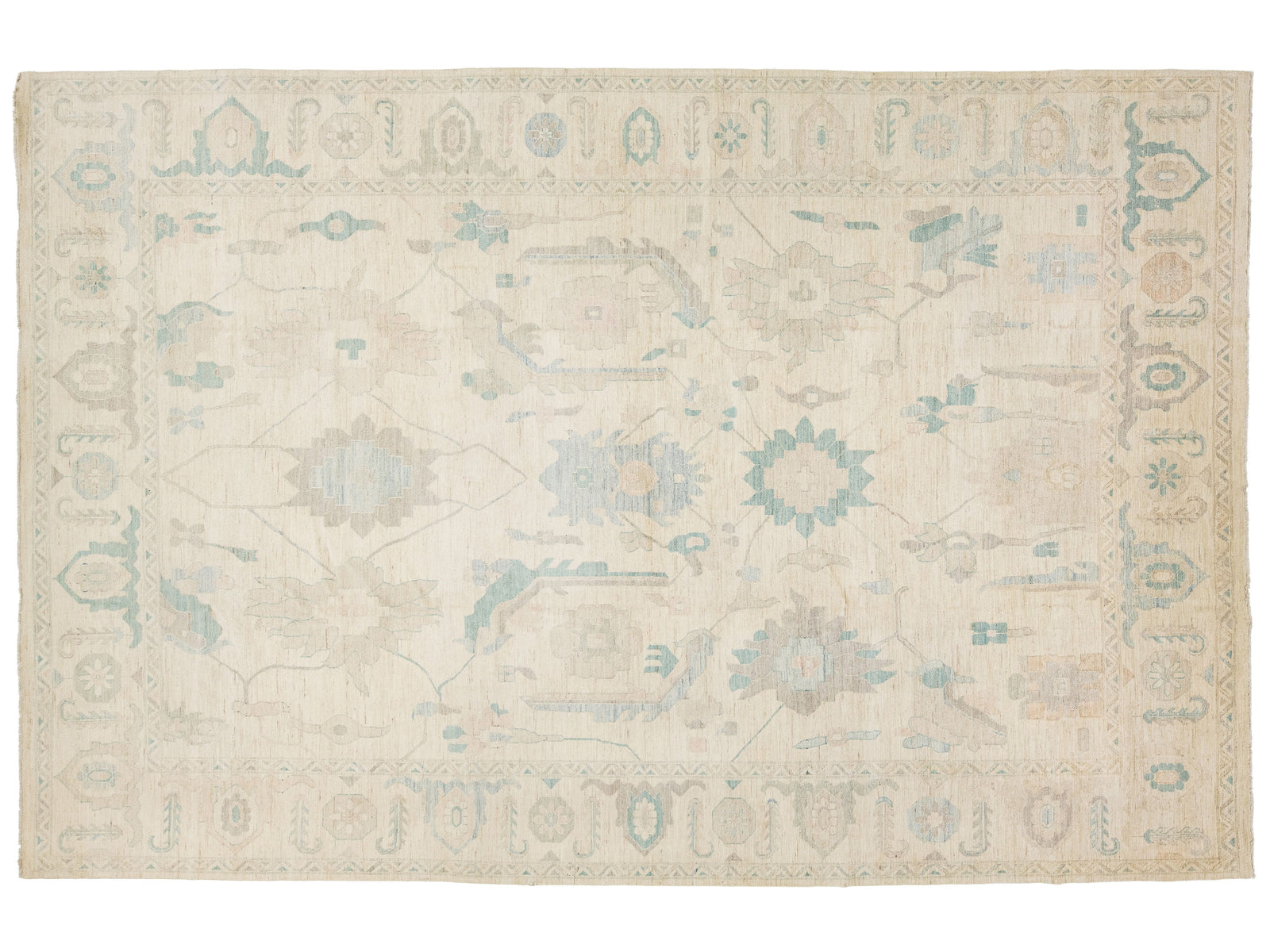 Modern Oushak Wool Rug 12 X 18