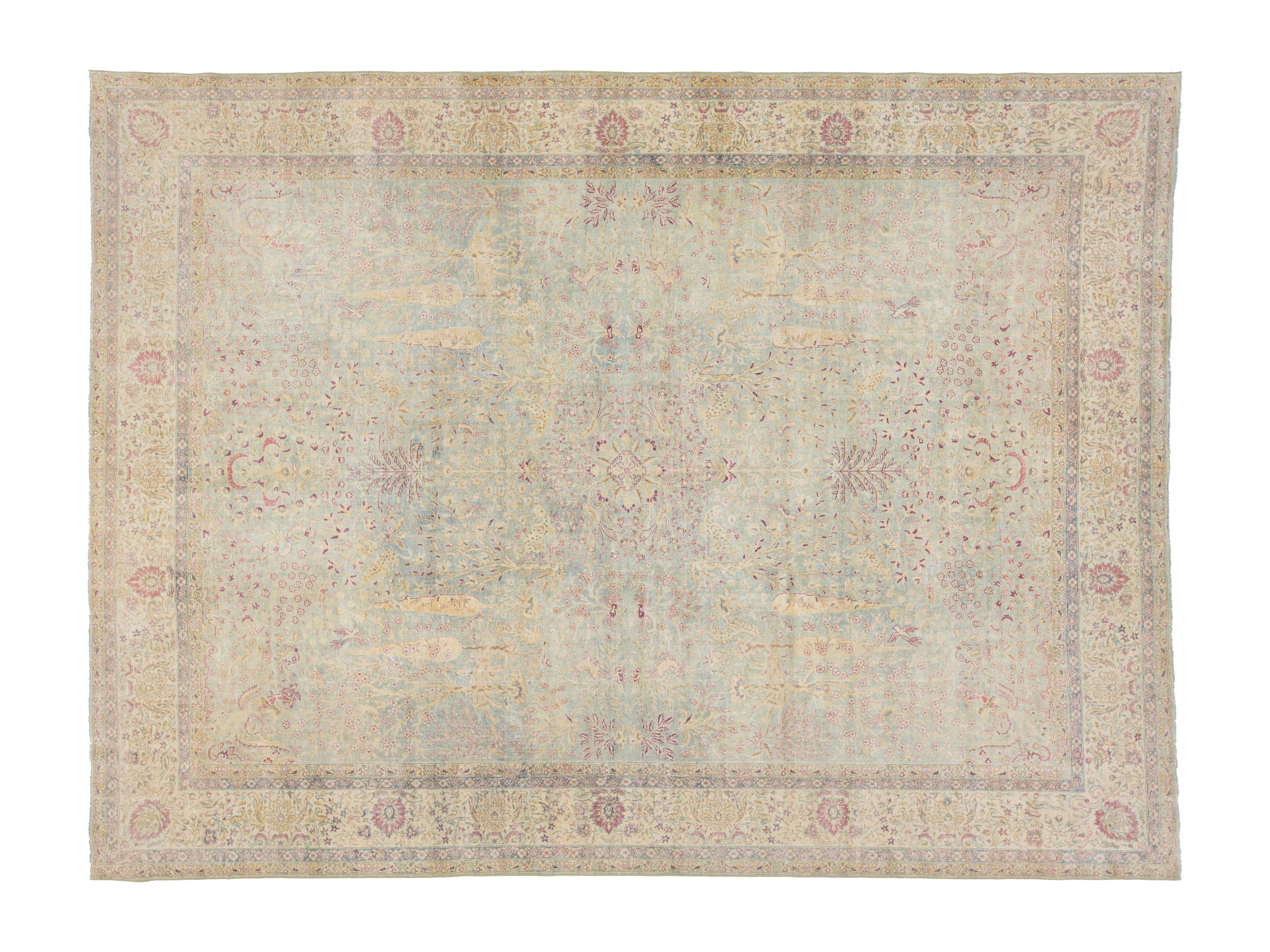 Antique Kerman Wool Rug 10 X 13