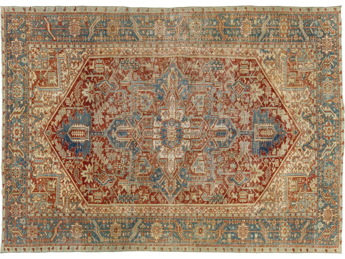 Antique Heriz Wool Rug 8 X 11