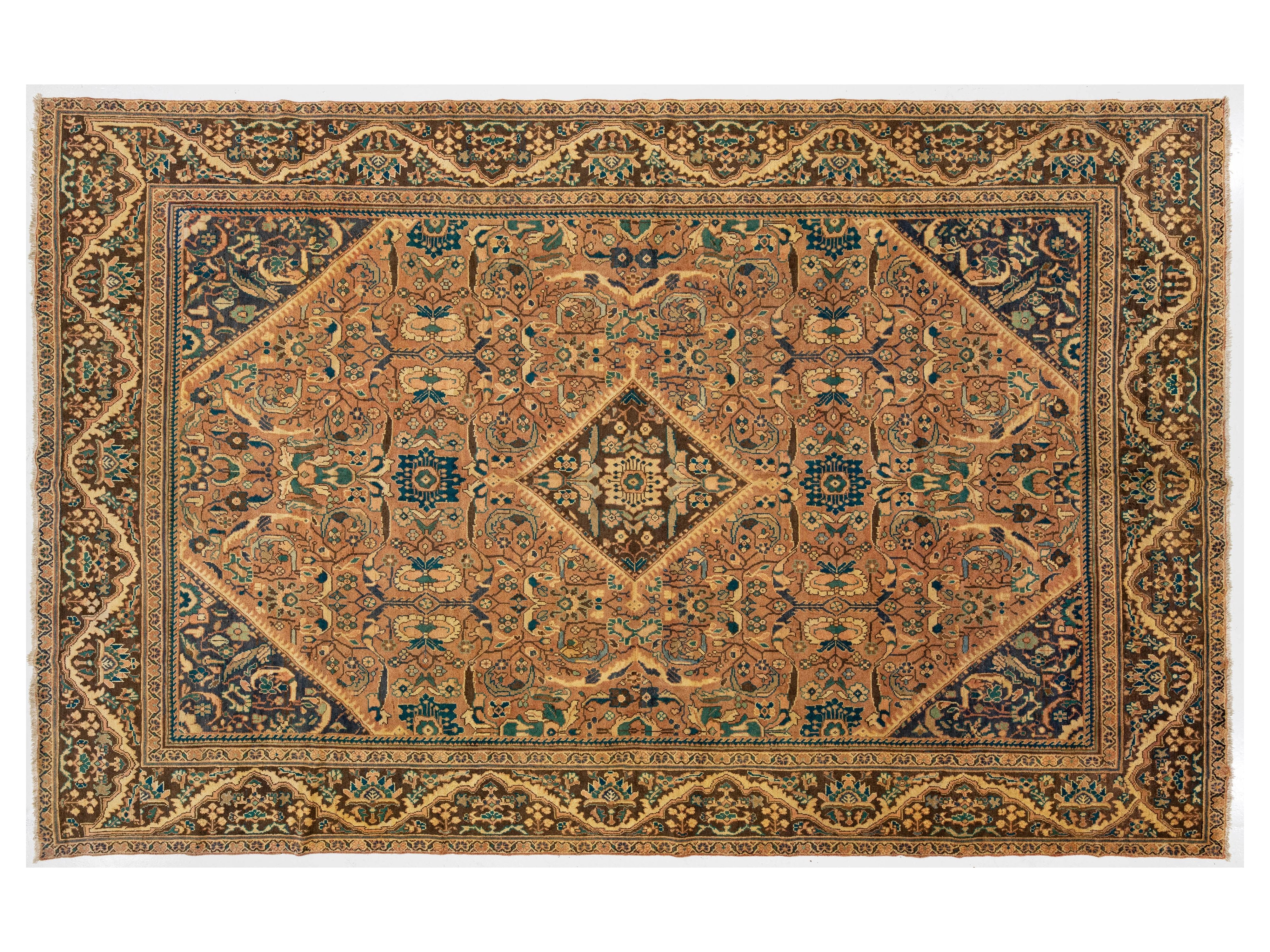 Antique Persian Mahal Wool Rug 11 X 17