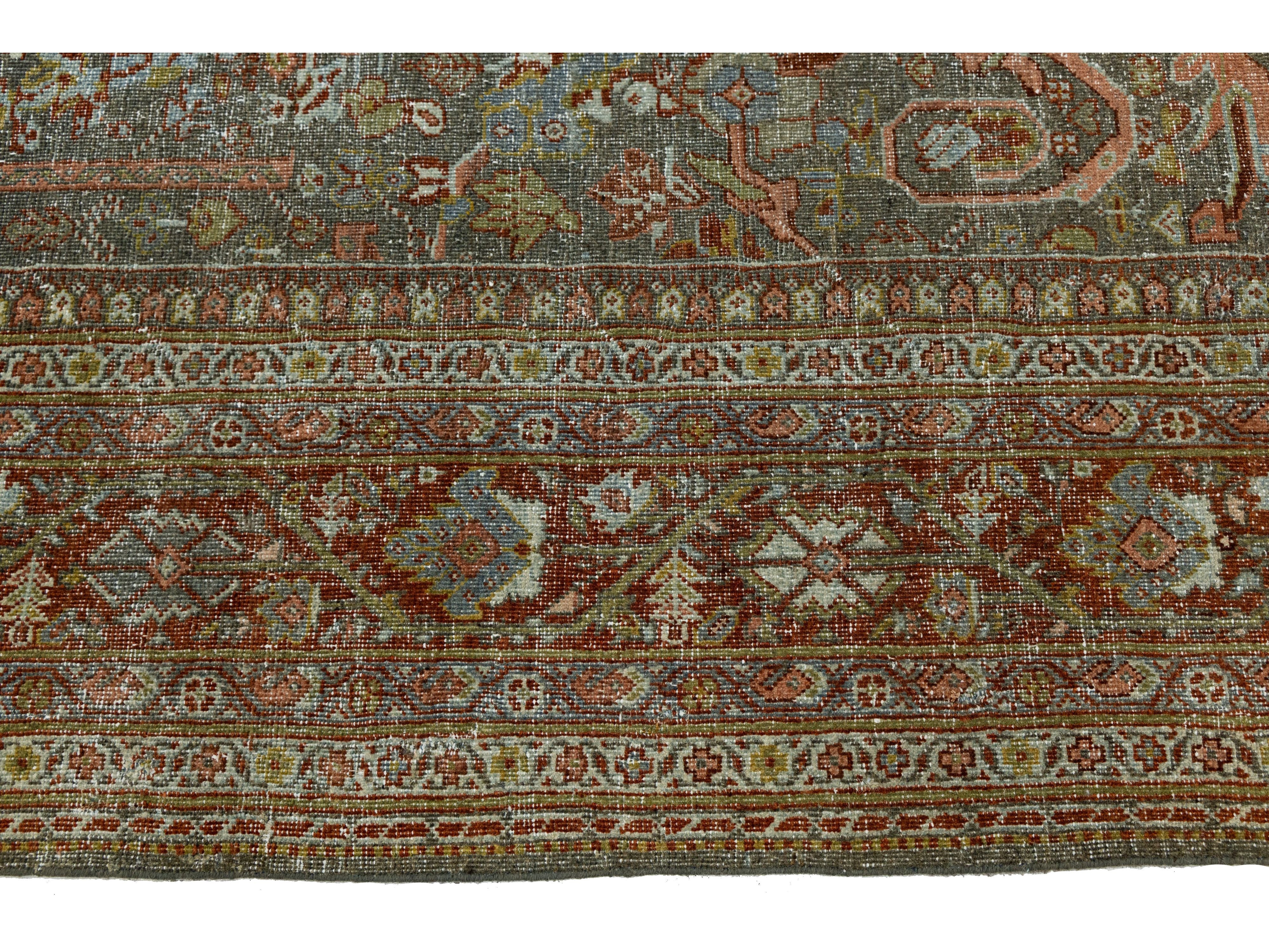 Antique Mahal Wool Rug 11 X 16