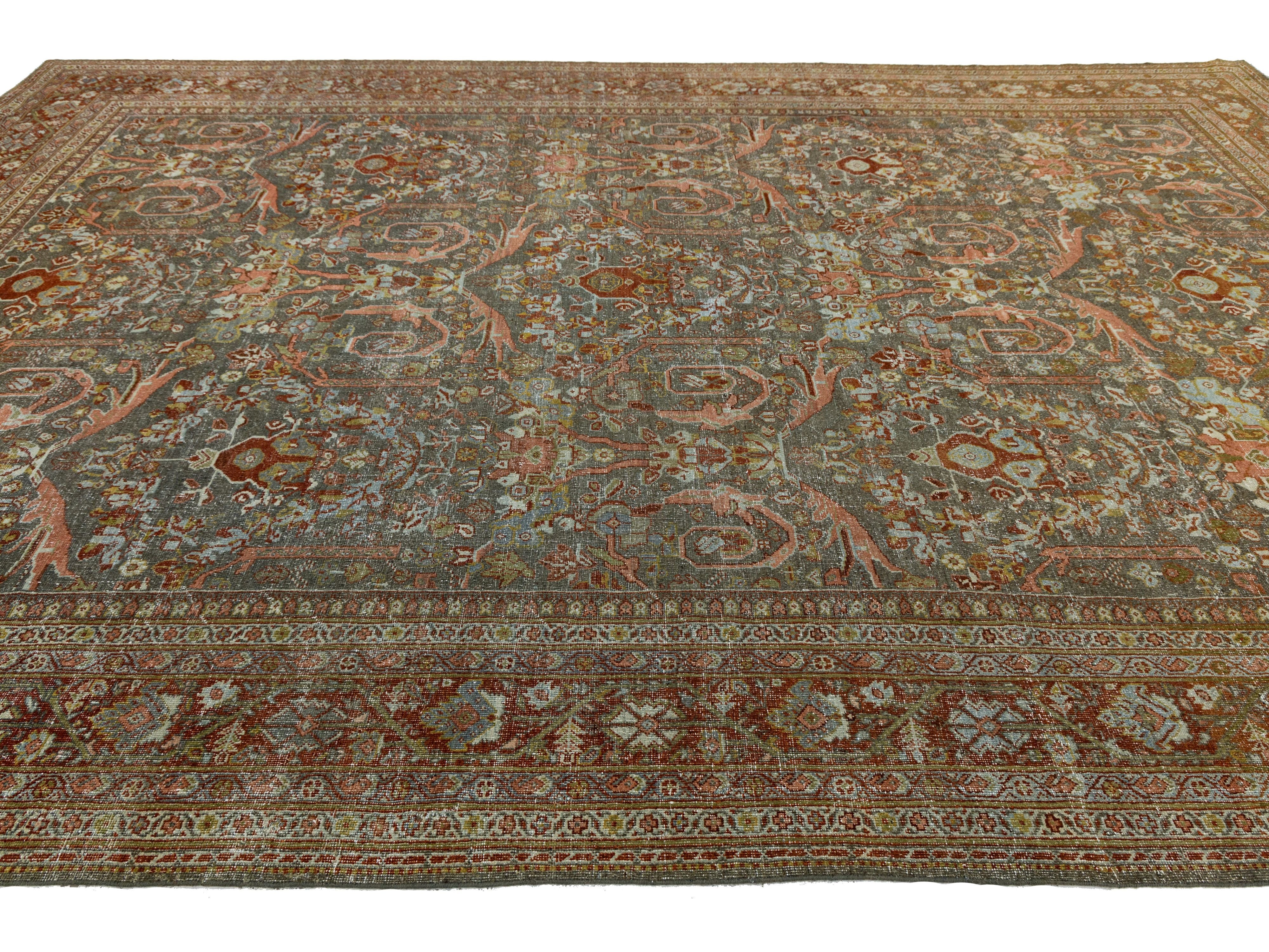 Antique Mahal Wool Rug 11 X 16