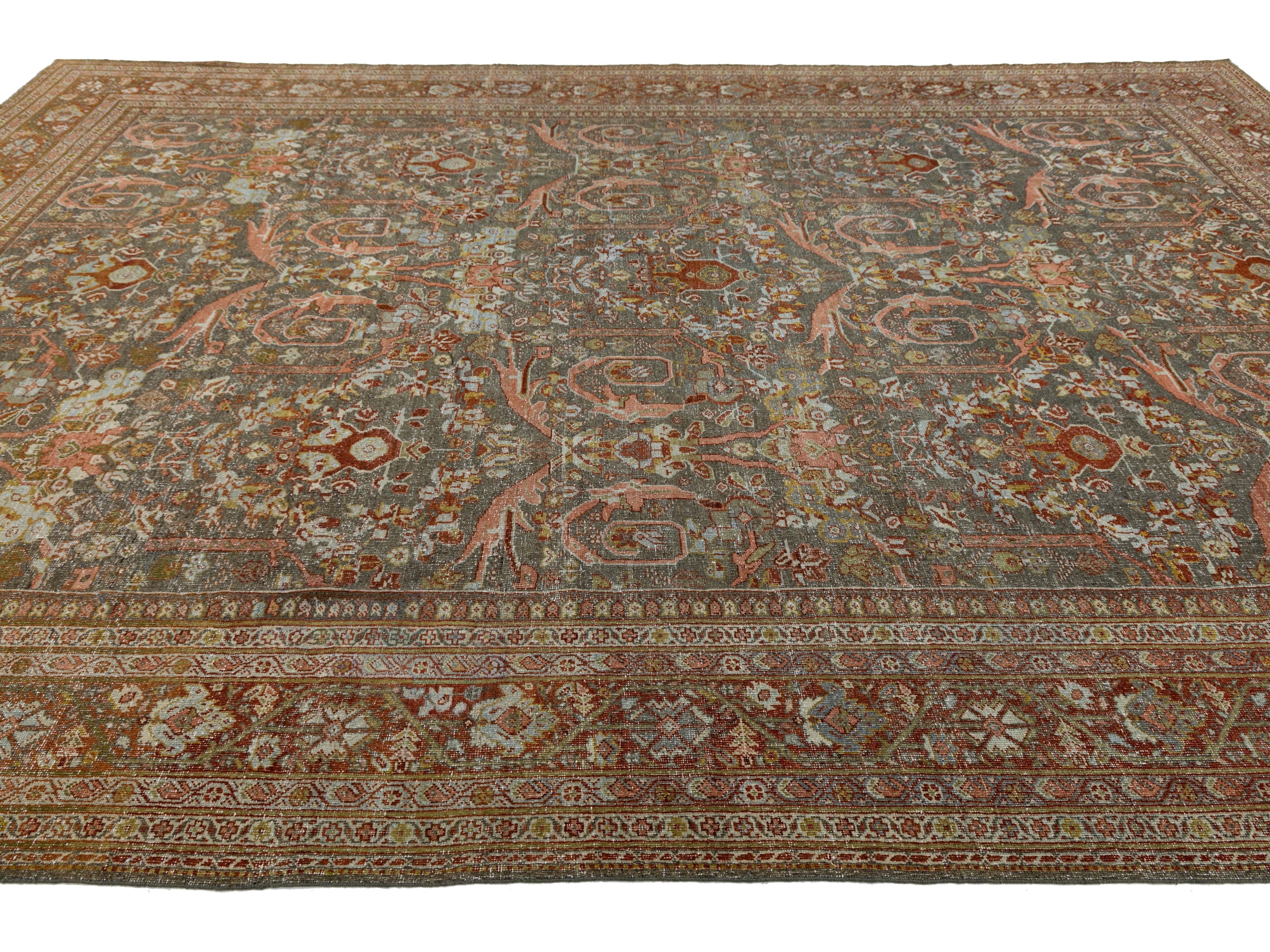 Antique Mahal Wool Rug 11 X 16