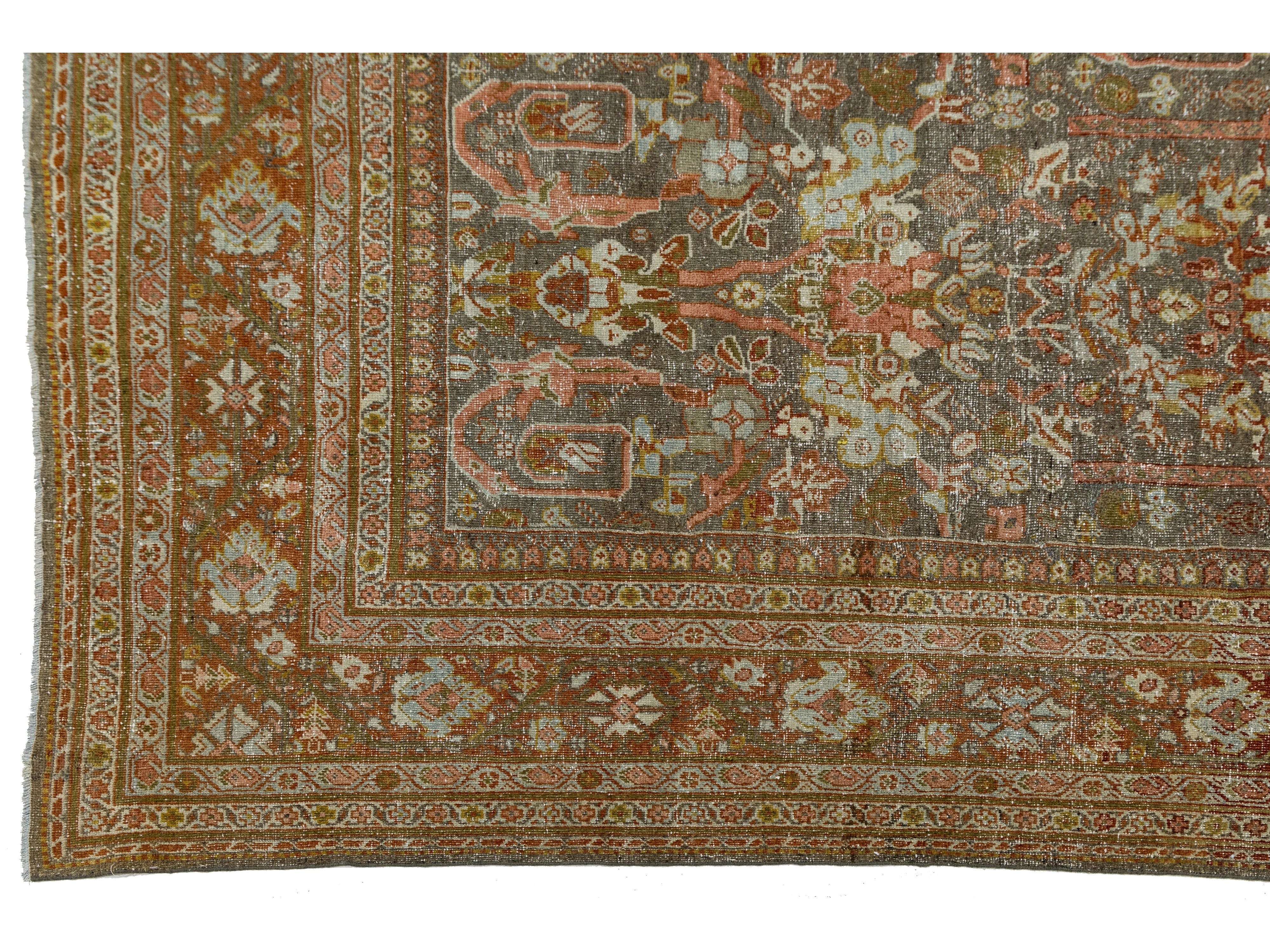 Antique Mahal Wool Rug 11 X 16