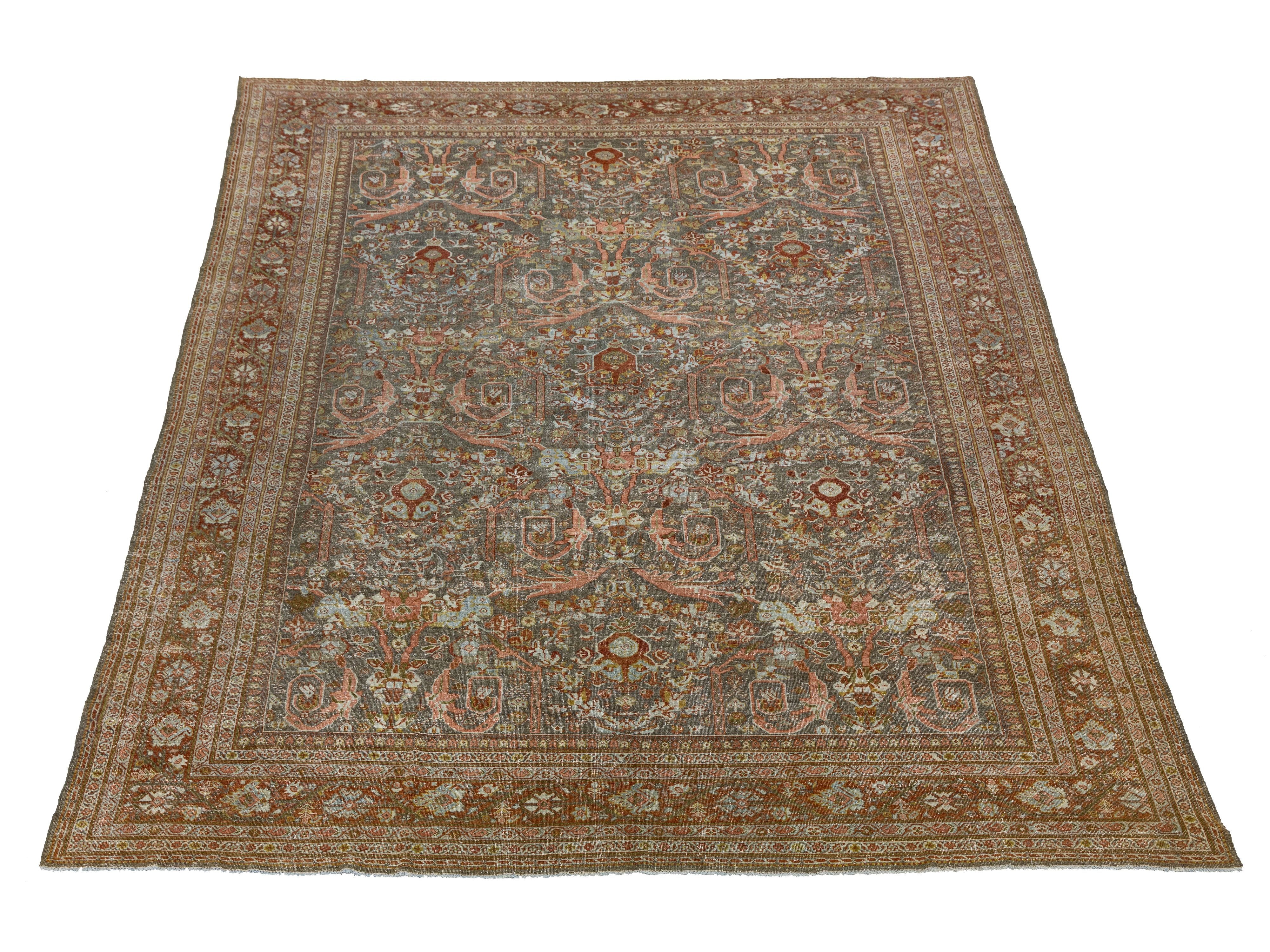 Antique Mahal Wool Rug 11 X 16