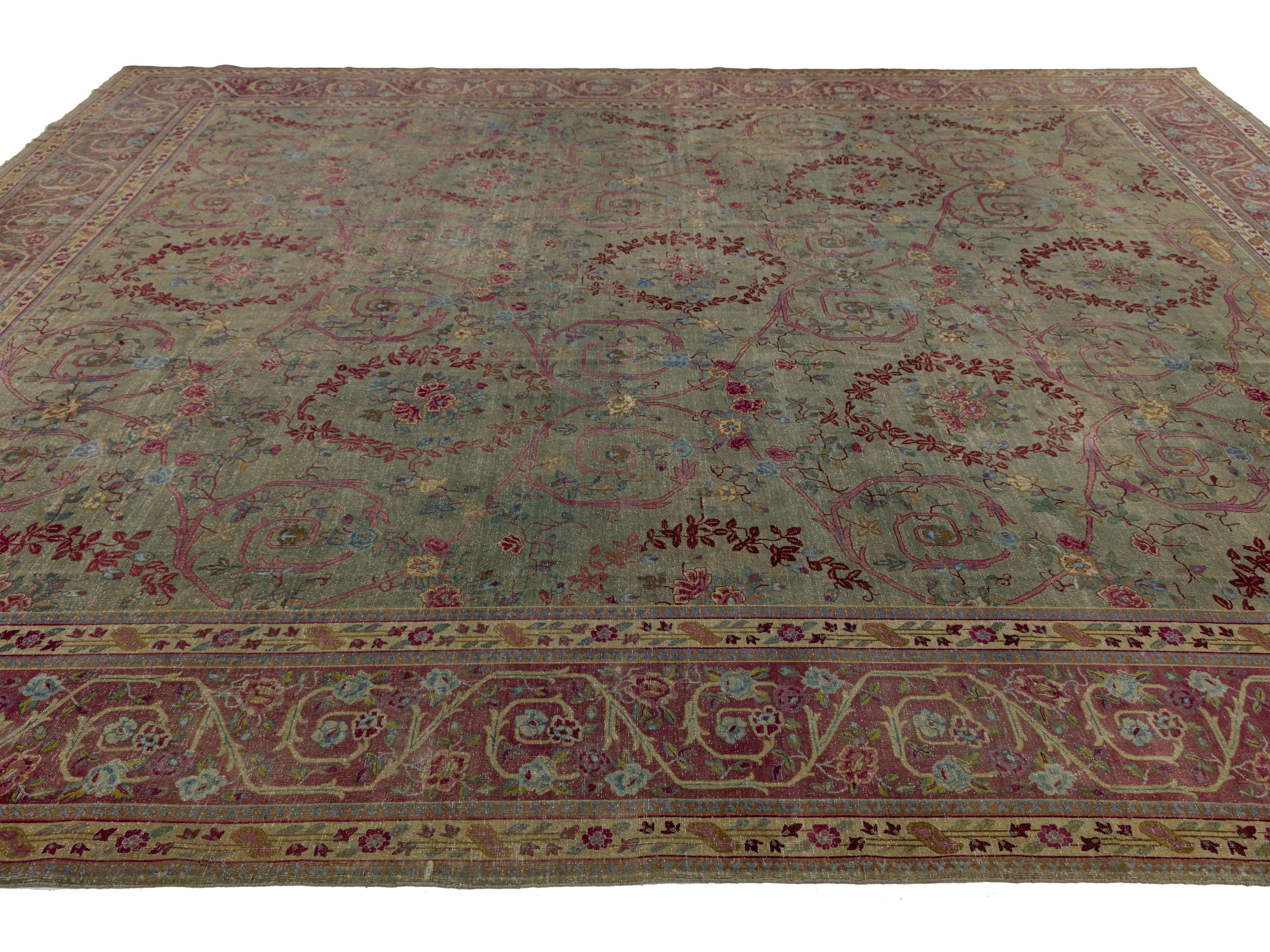 Antique Indian Agra Wool Rug 13 X 15