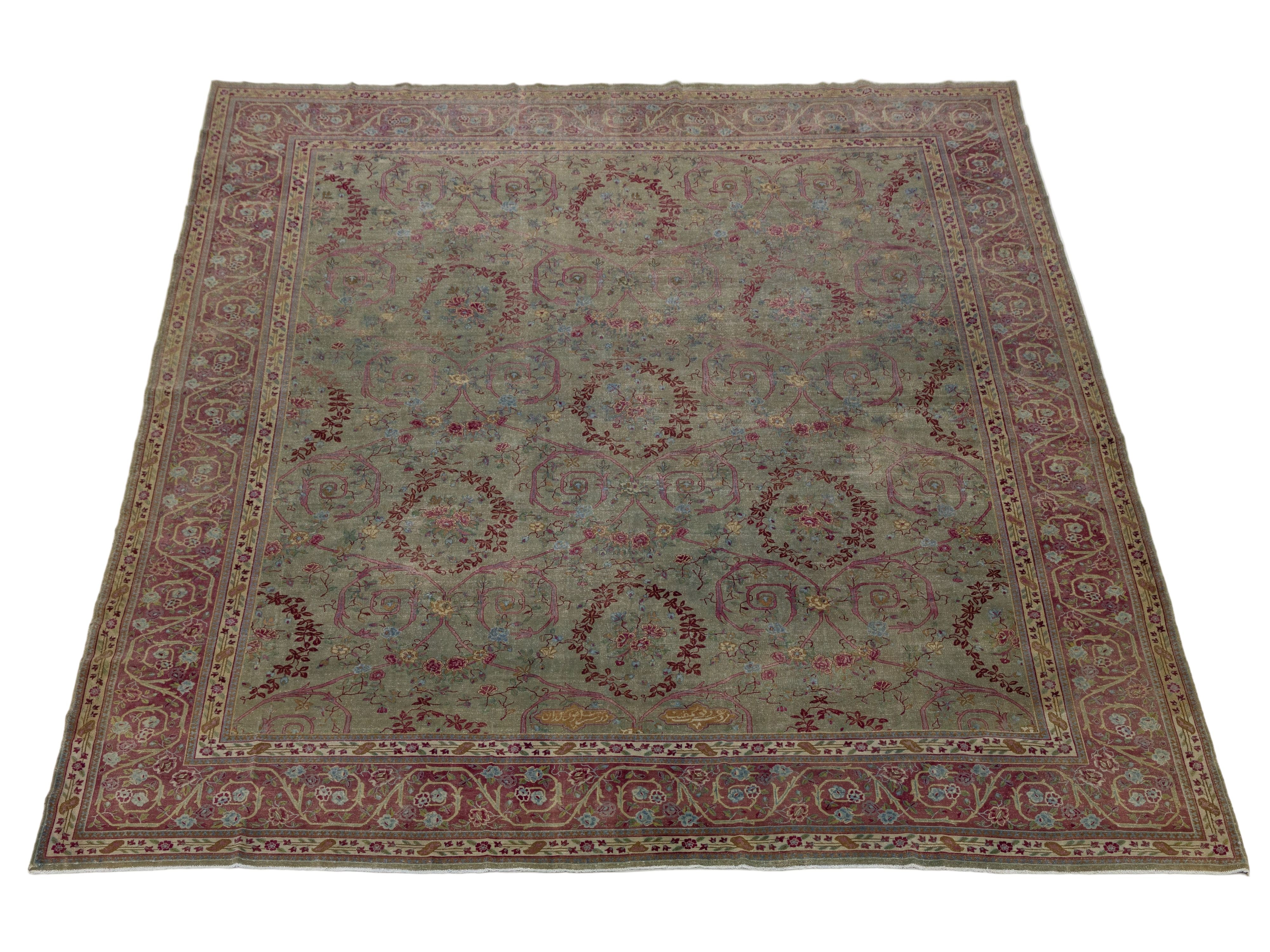 Antique Indian Agra Wool Rug 13 X 15
