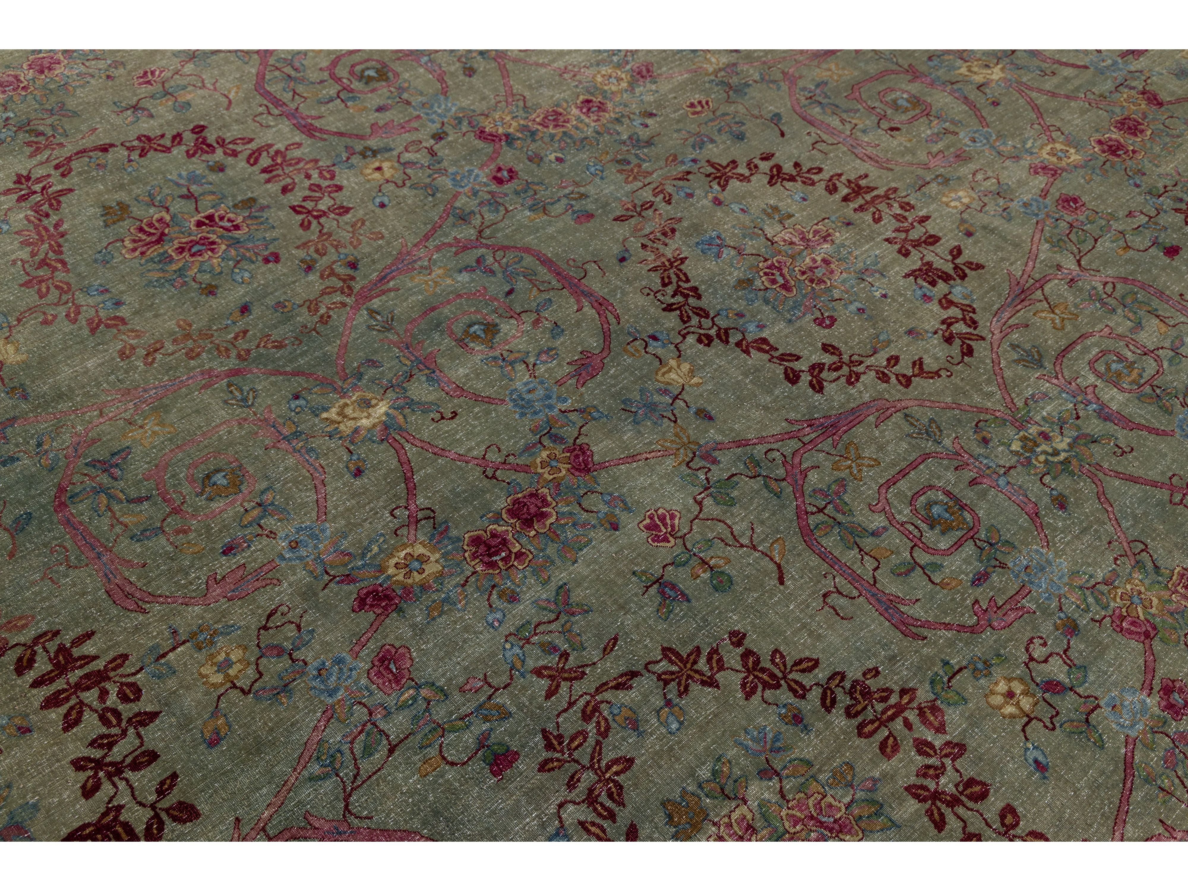 Antique Indian Agra Wool Rug 13 X 15