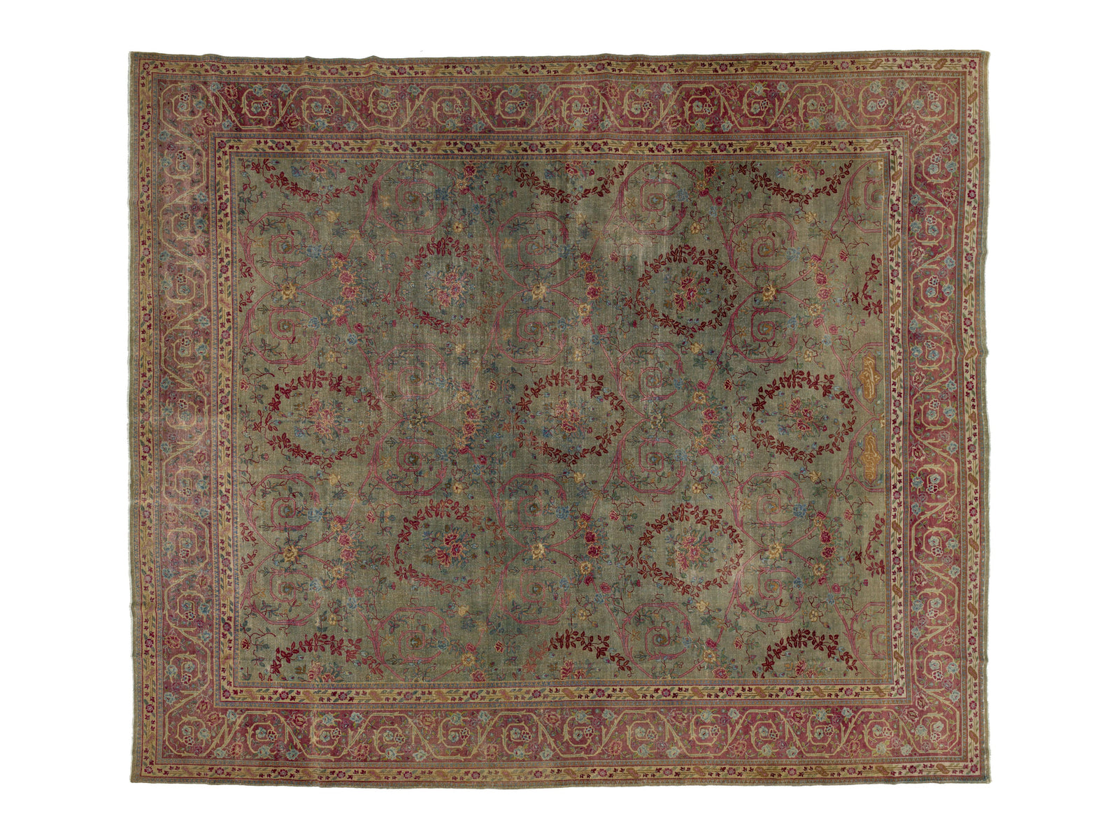 Antique Indian Agra Wool Rug 13 X 15