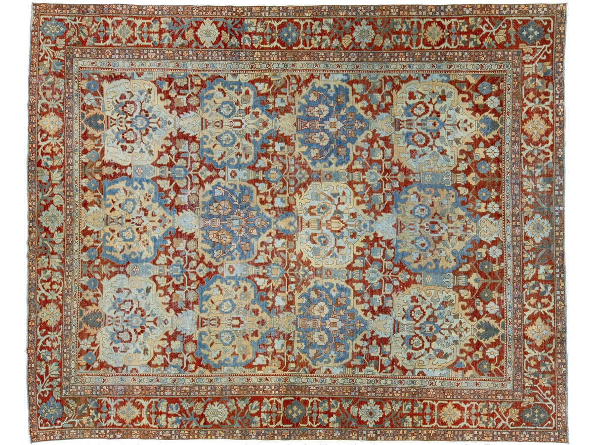 Antique Bakhtiari Wool Rug 12 X 15