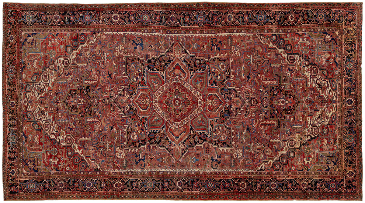 Antique Heriz Wool Rug 11 X 19