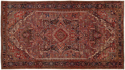 Antique Heriz Wool Rug 11 X 19
