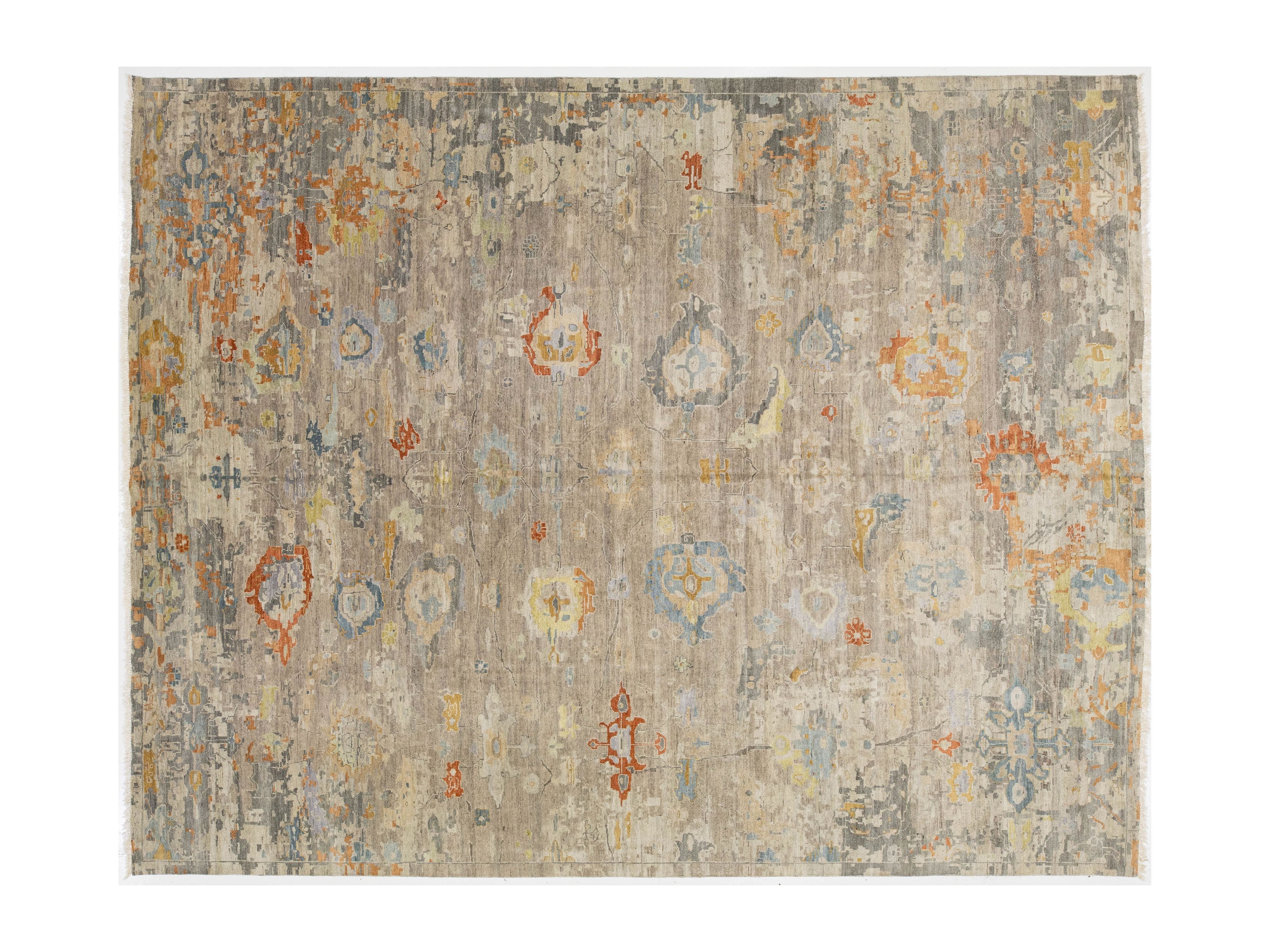 Contemporary Oushak Wool Rug 12 X 15