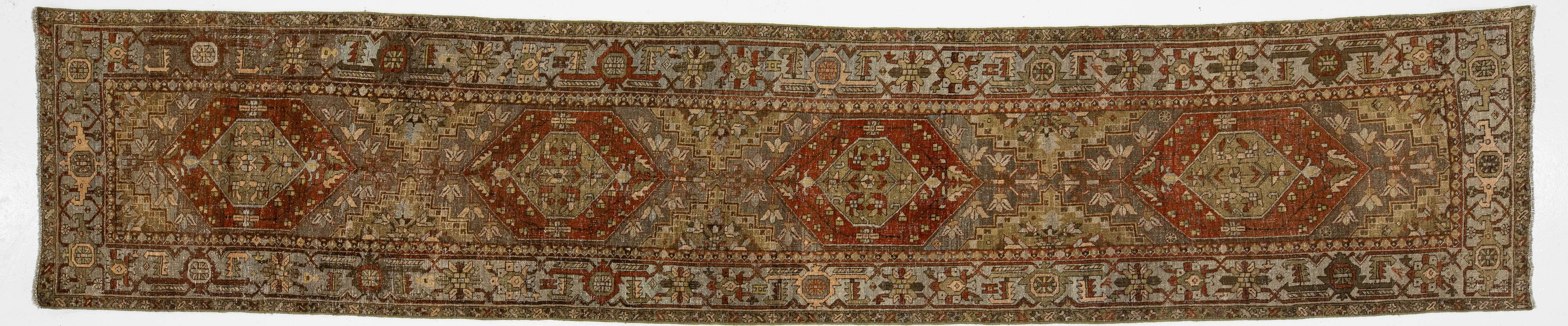Antique Heriz Wool Runner 3 X 14