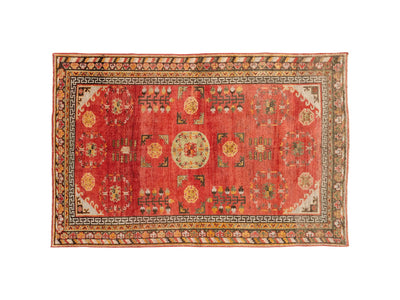 Antique East Turkestan Khotan Wool Rug 6 X 9