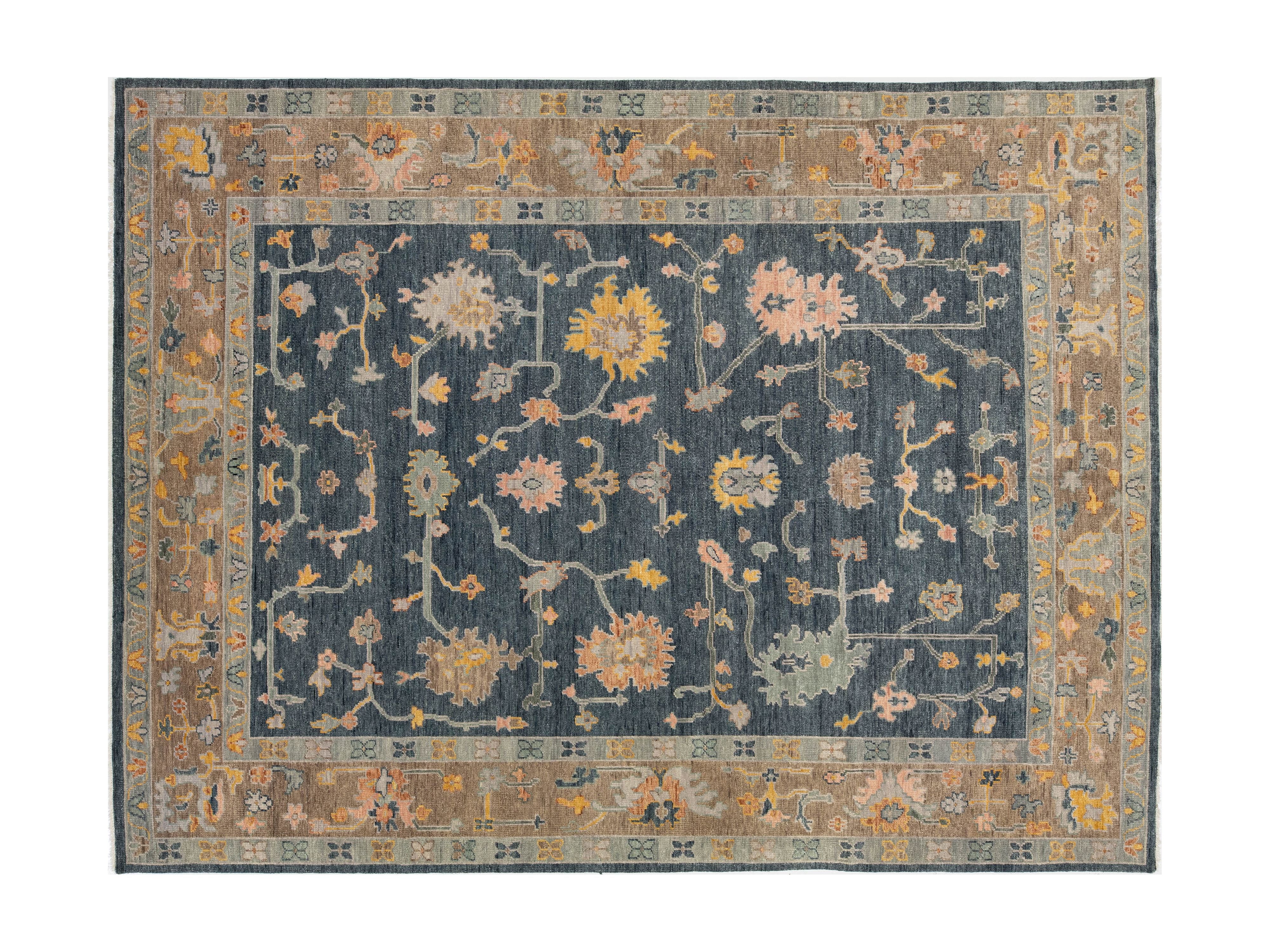 Modern Oushak Wool Rug 12 X 15