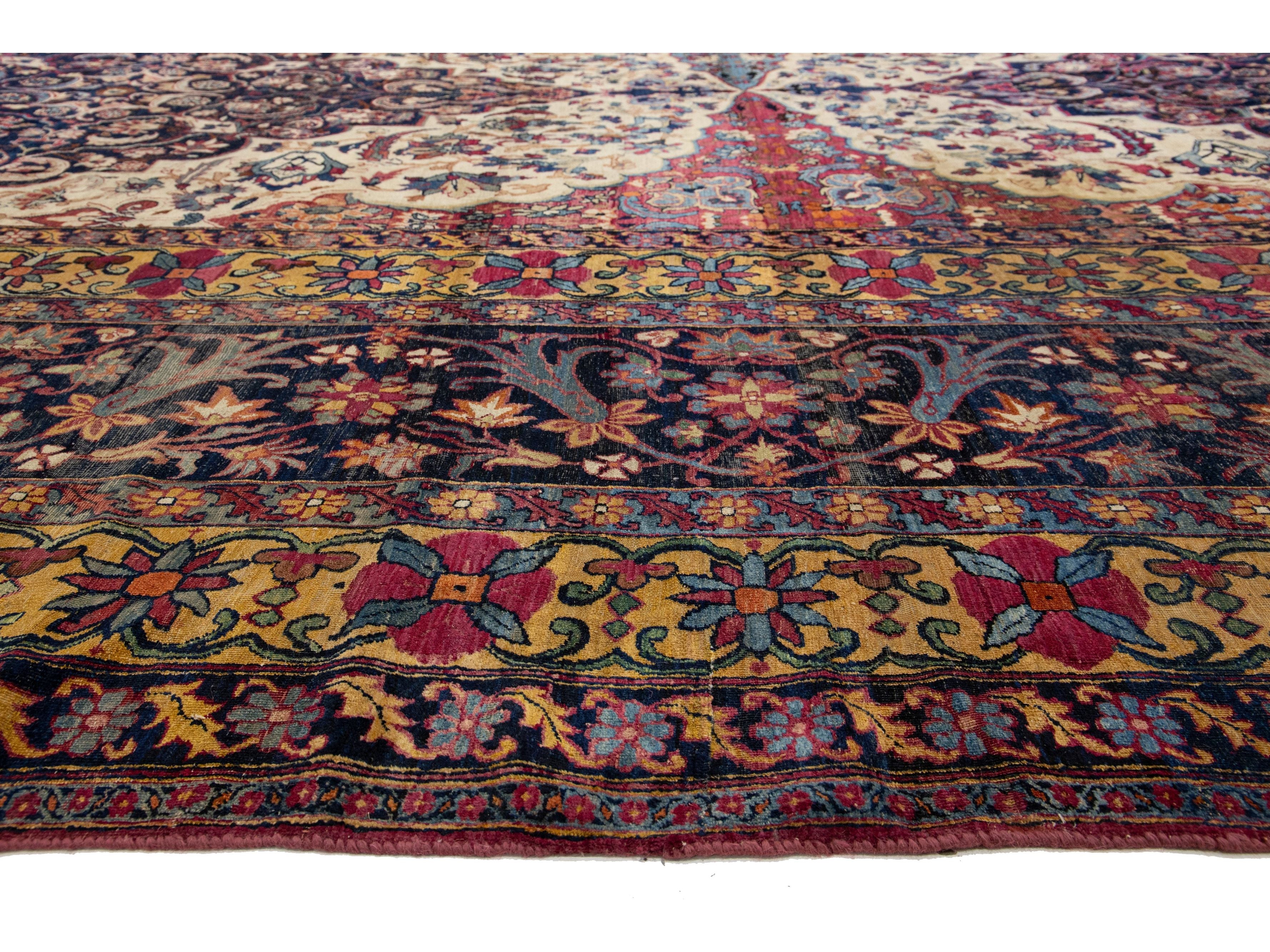 Antique Persian Kerman Wool Rug 15 X 22