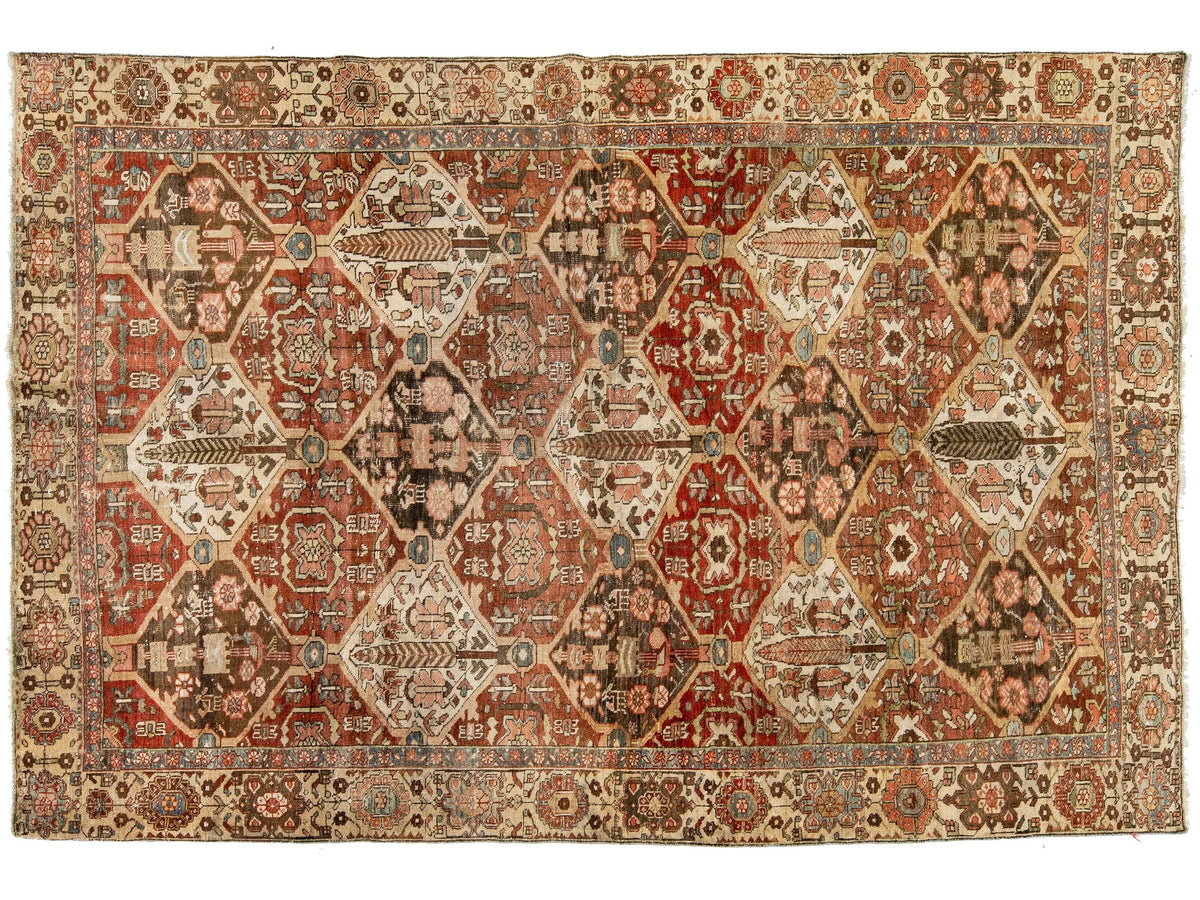 Antique Bakhtiari Wool Rug 6 X 10
