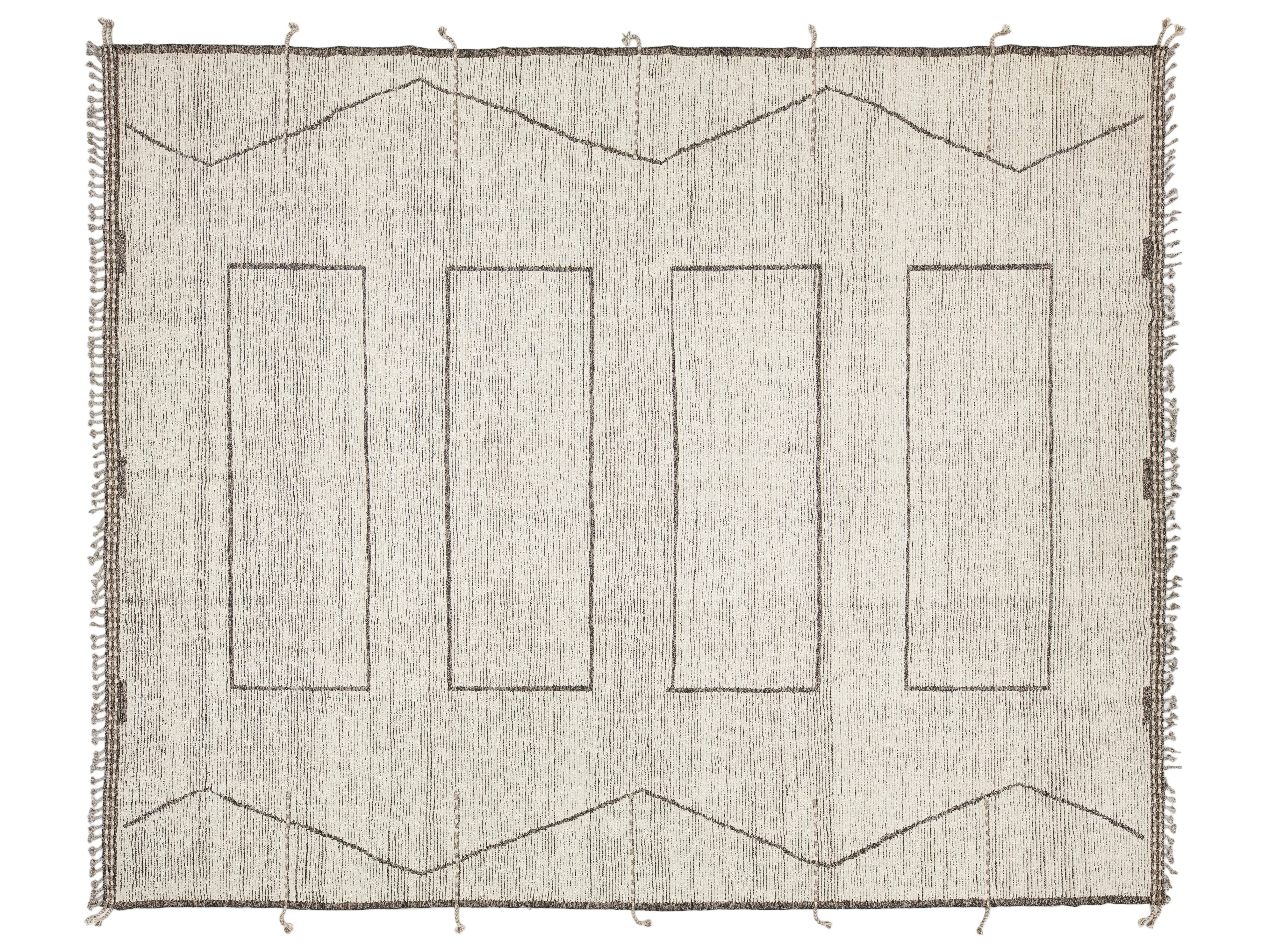 Modern Moroccan Wool Rug 12 X 15