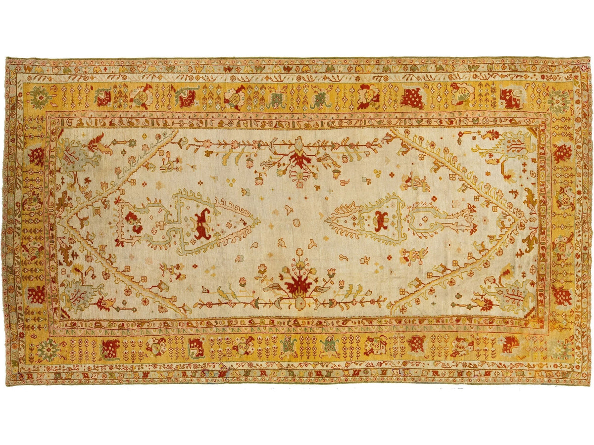 Antique Turkish Oushak Wool Rug 10 X 18