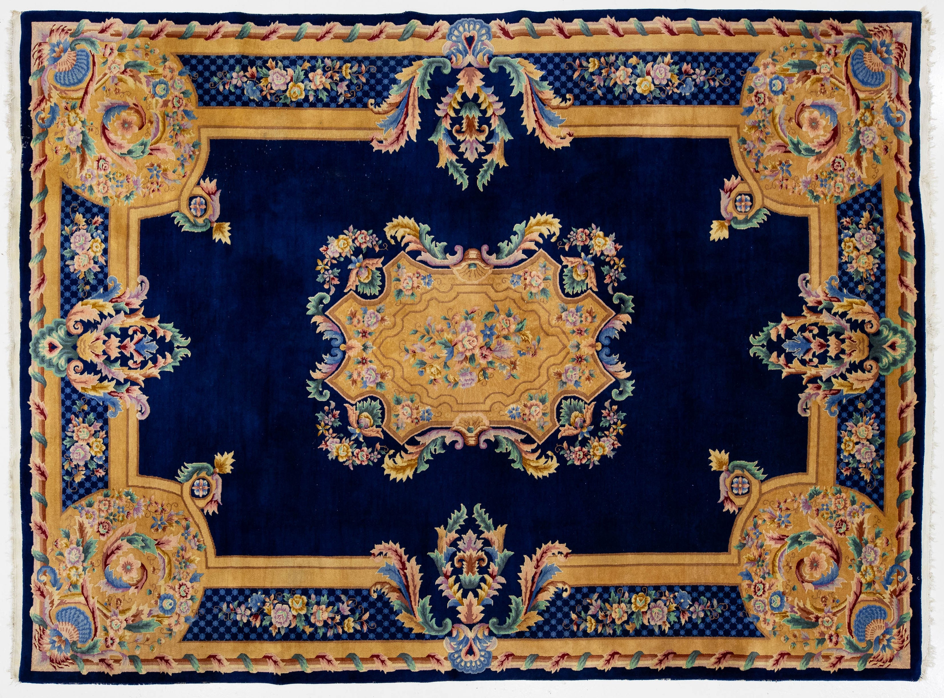 Antique Chinese Art Deco Wool Rug 10 X 14