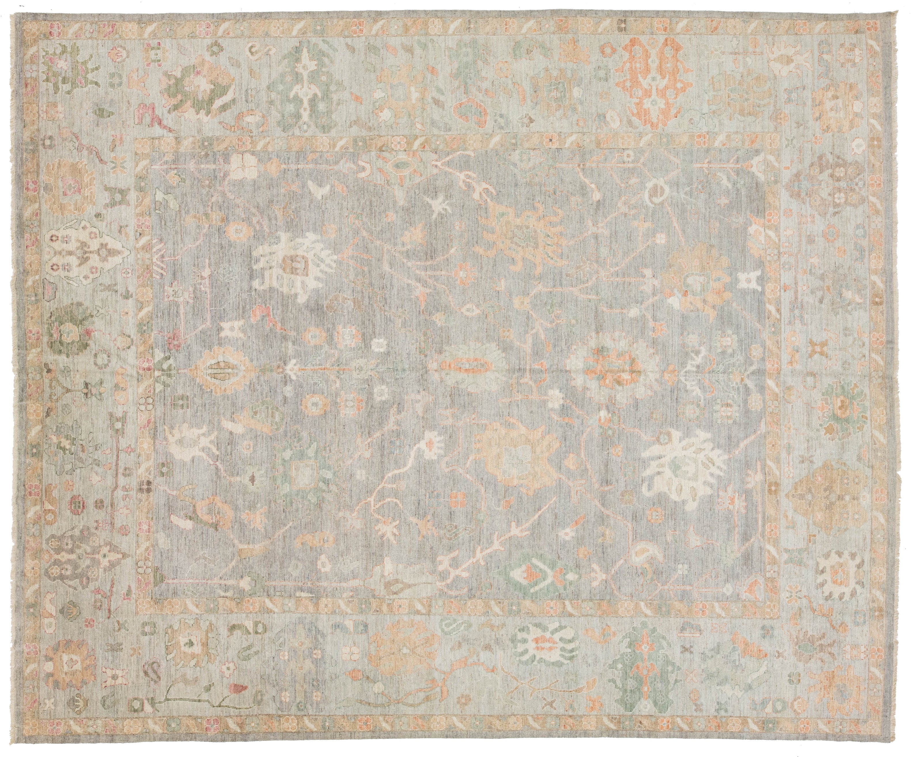 Modern Oushak Wool Rug 12 X 15