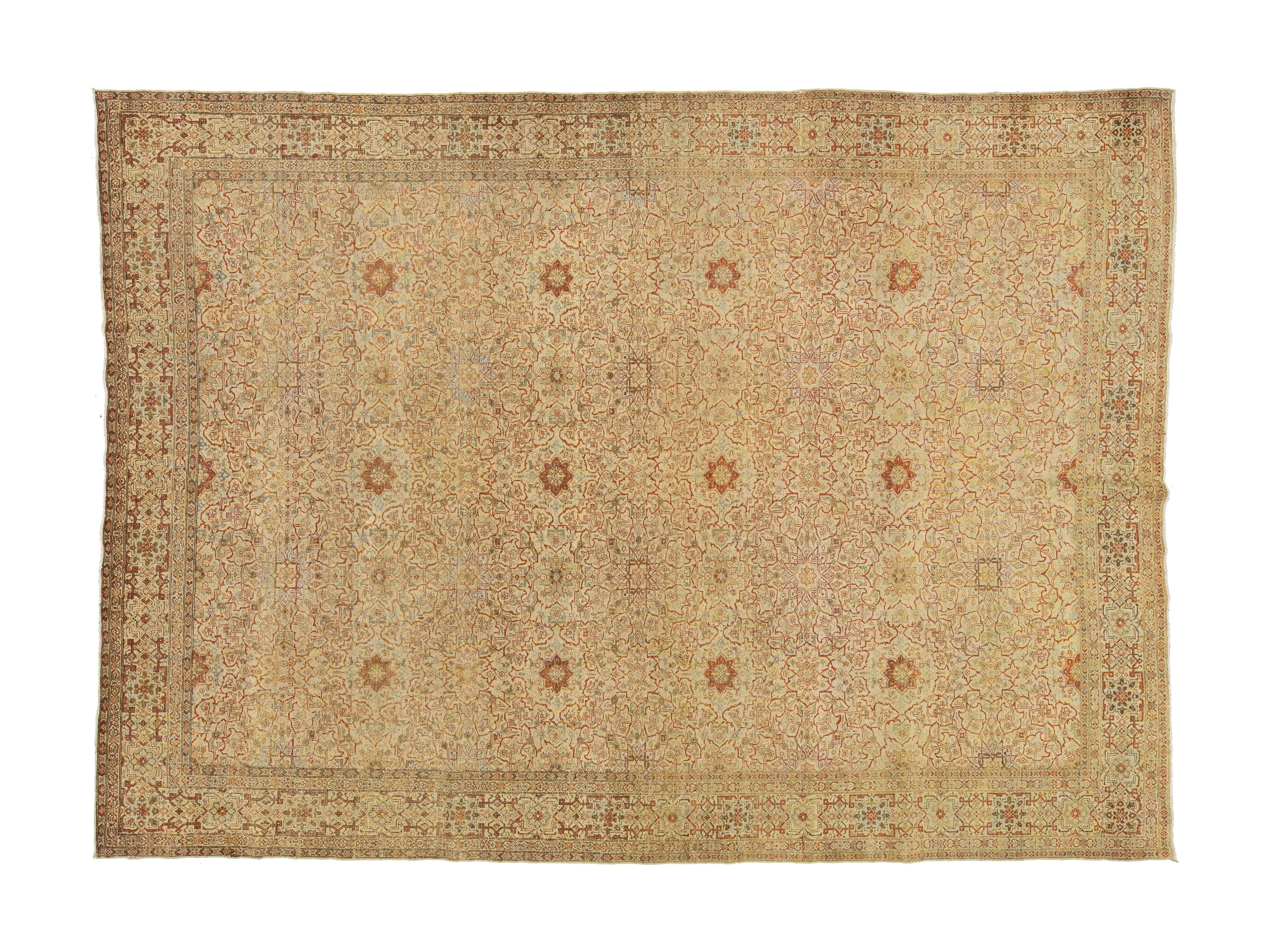 Antique Tabriz Wool Rug 7 X 10