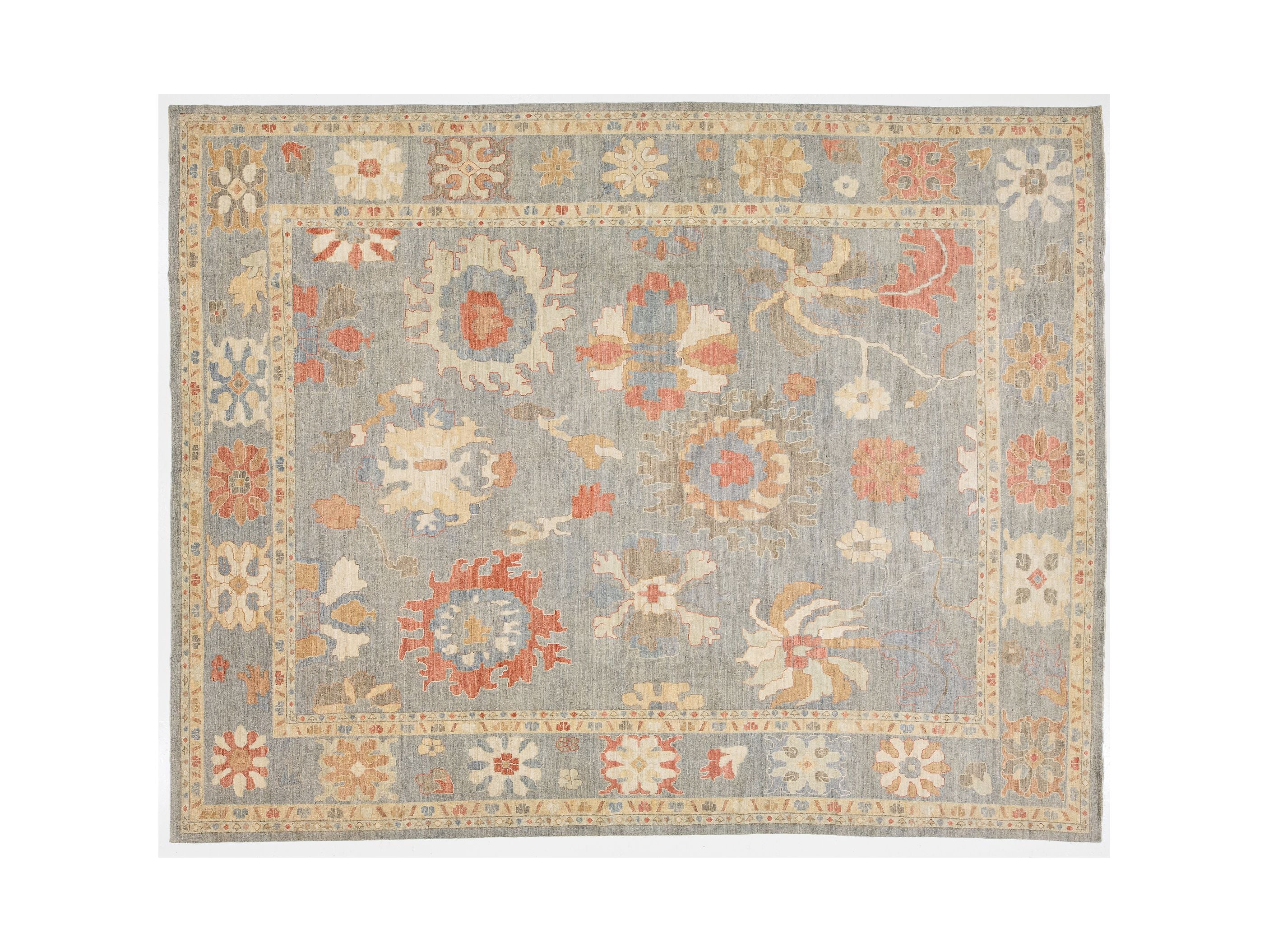 Modern Oushak Wool Rug 12 X 16