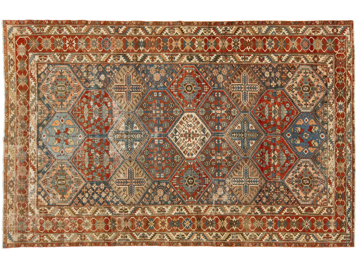 Antique Bakhtiari Wool Rug 7 X 11