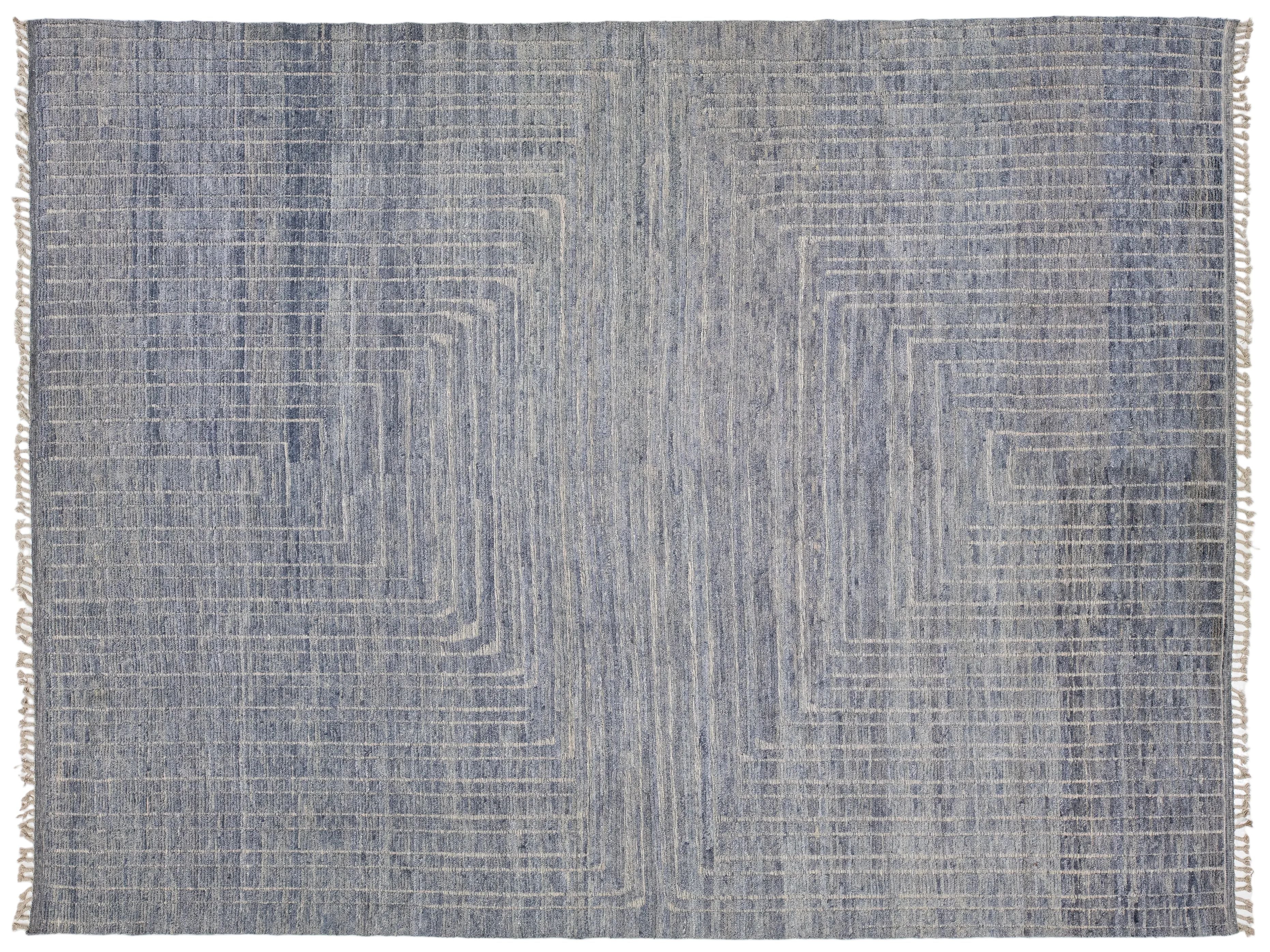 Modern Moroccan Wool Rug 12 X 16