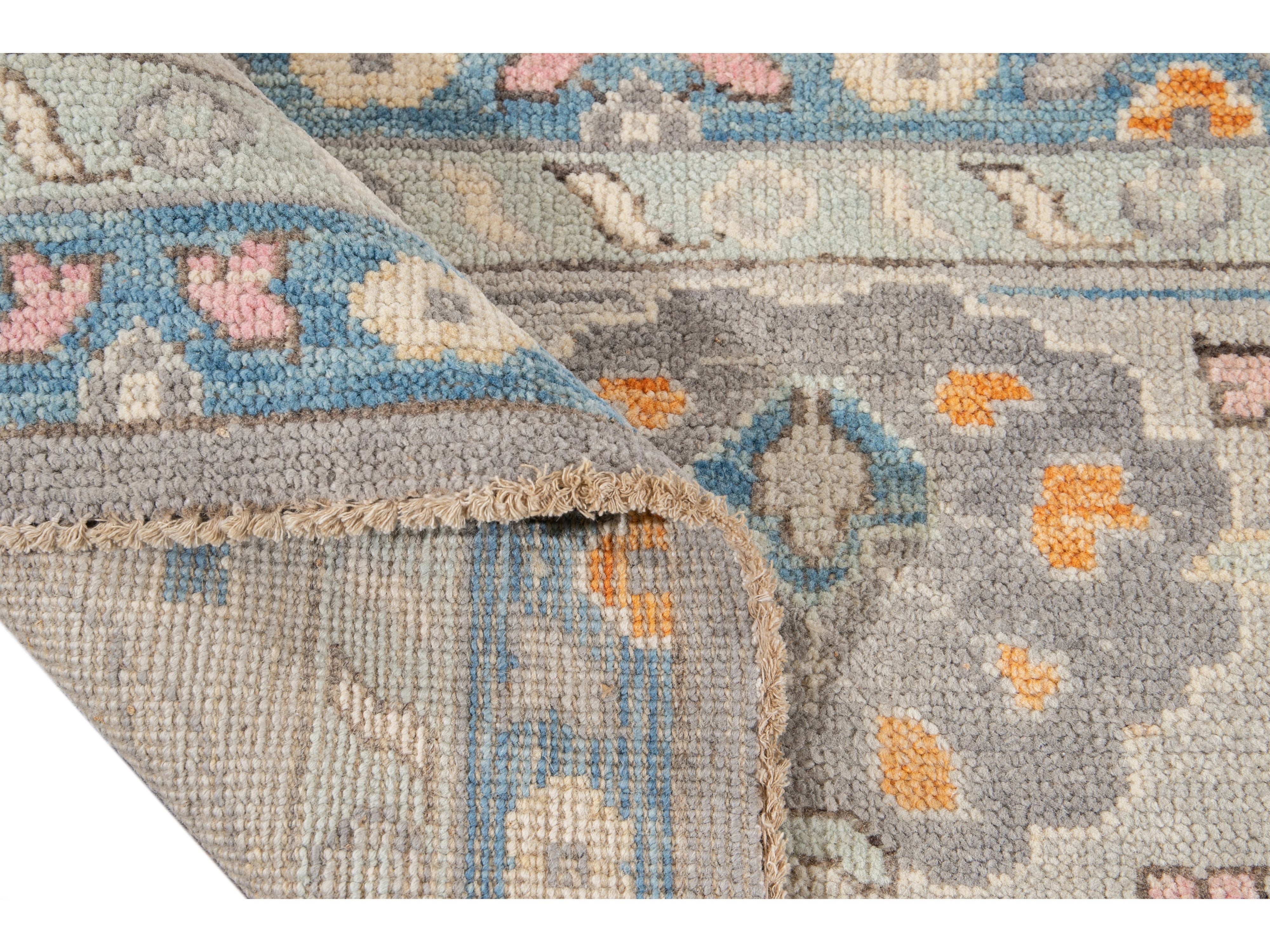 Modern Oushak Wool Rug 13 X 15