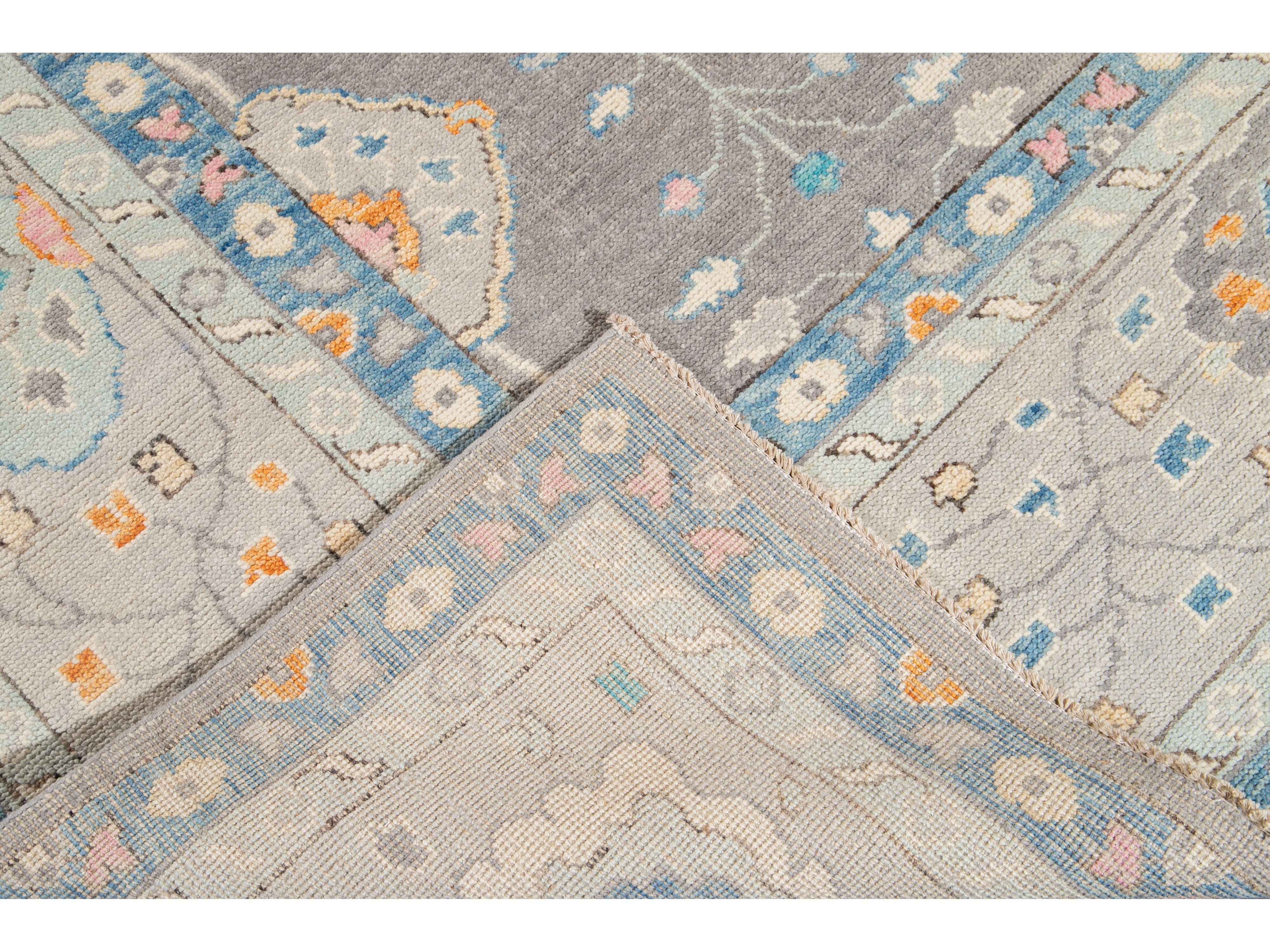 Modern Oushak Wool Rug 13 X 15