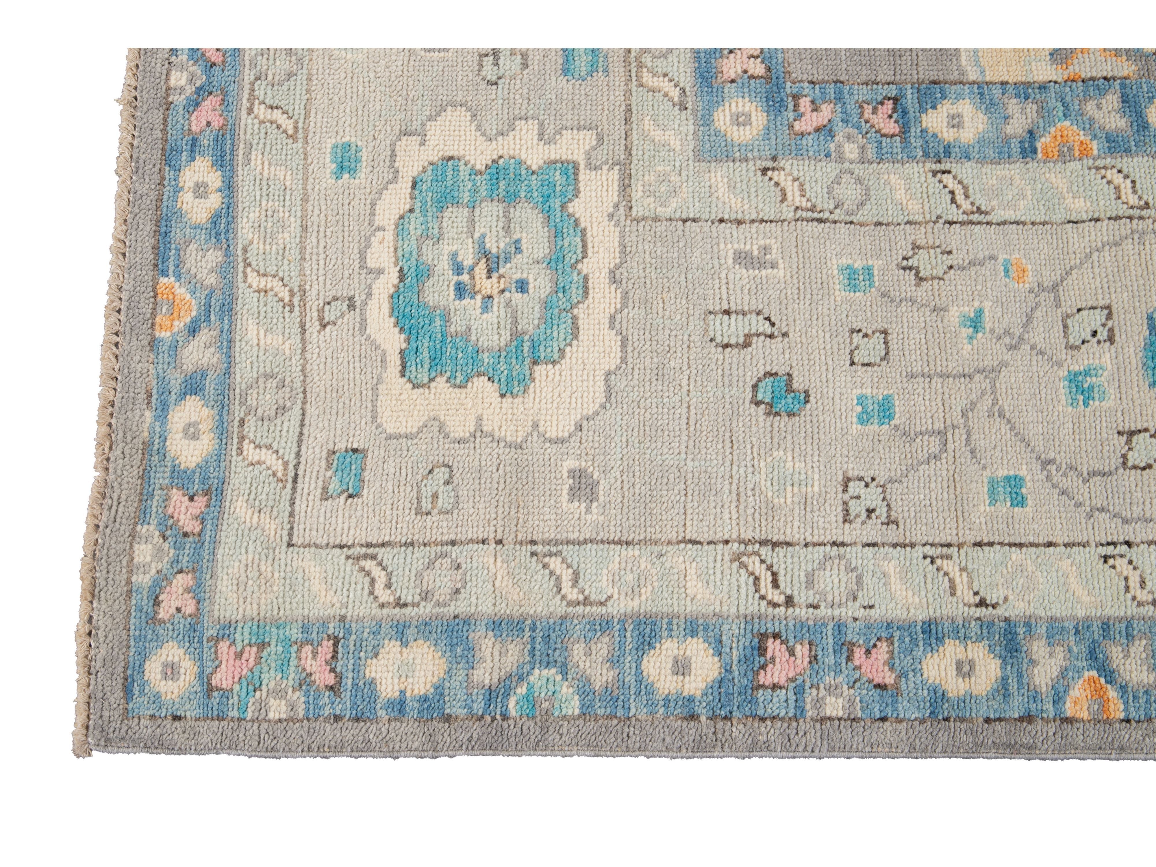 Modern Oushak Wool Rug 13 X 15