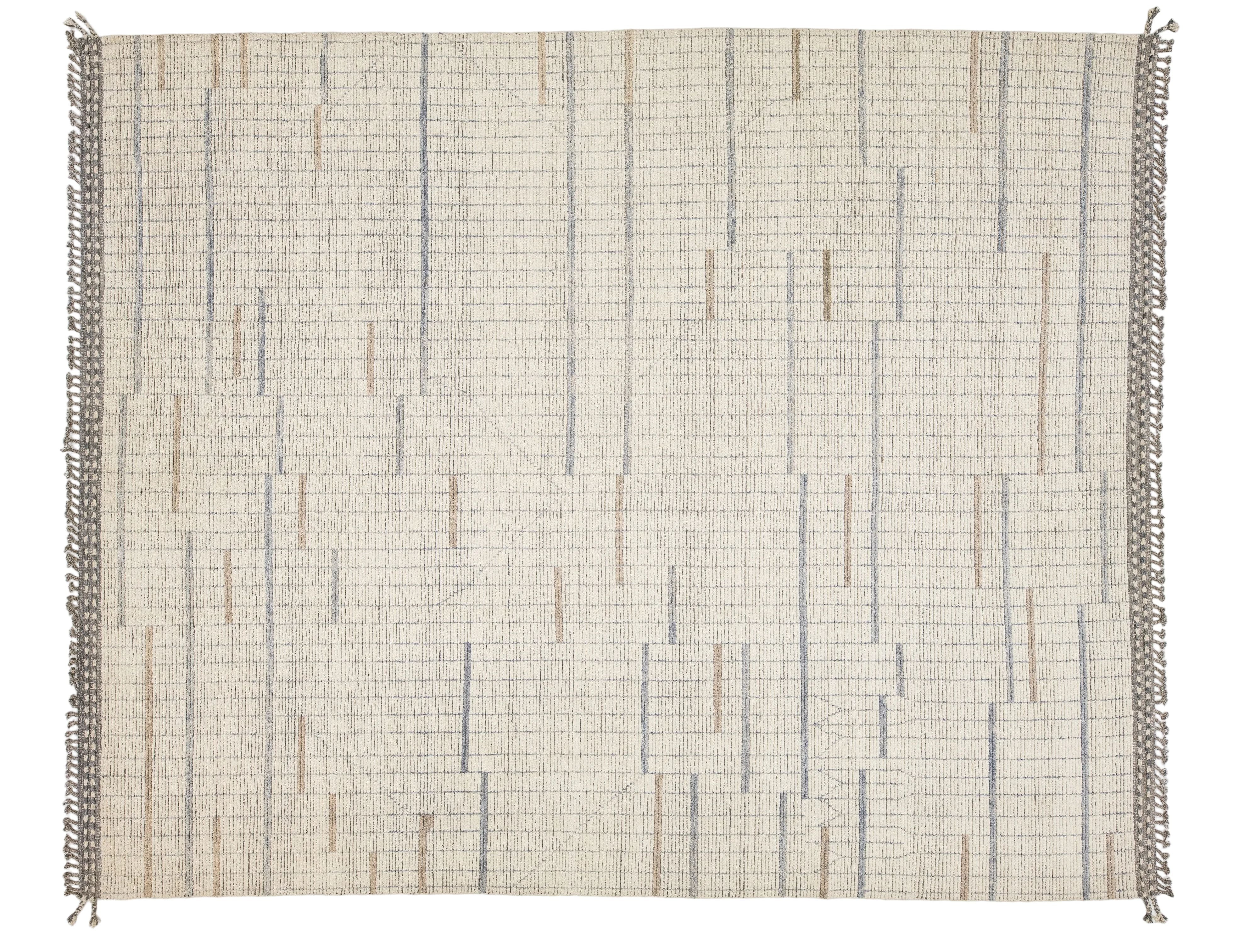 Modern Moroccan Wool Rug 12 X 15
