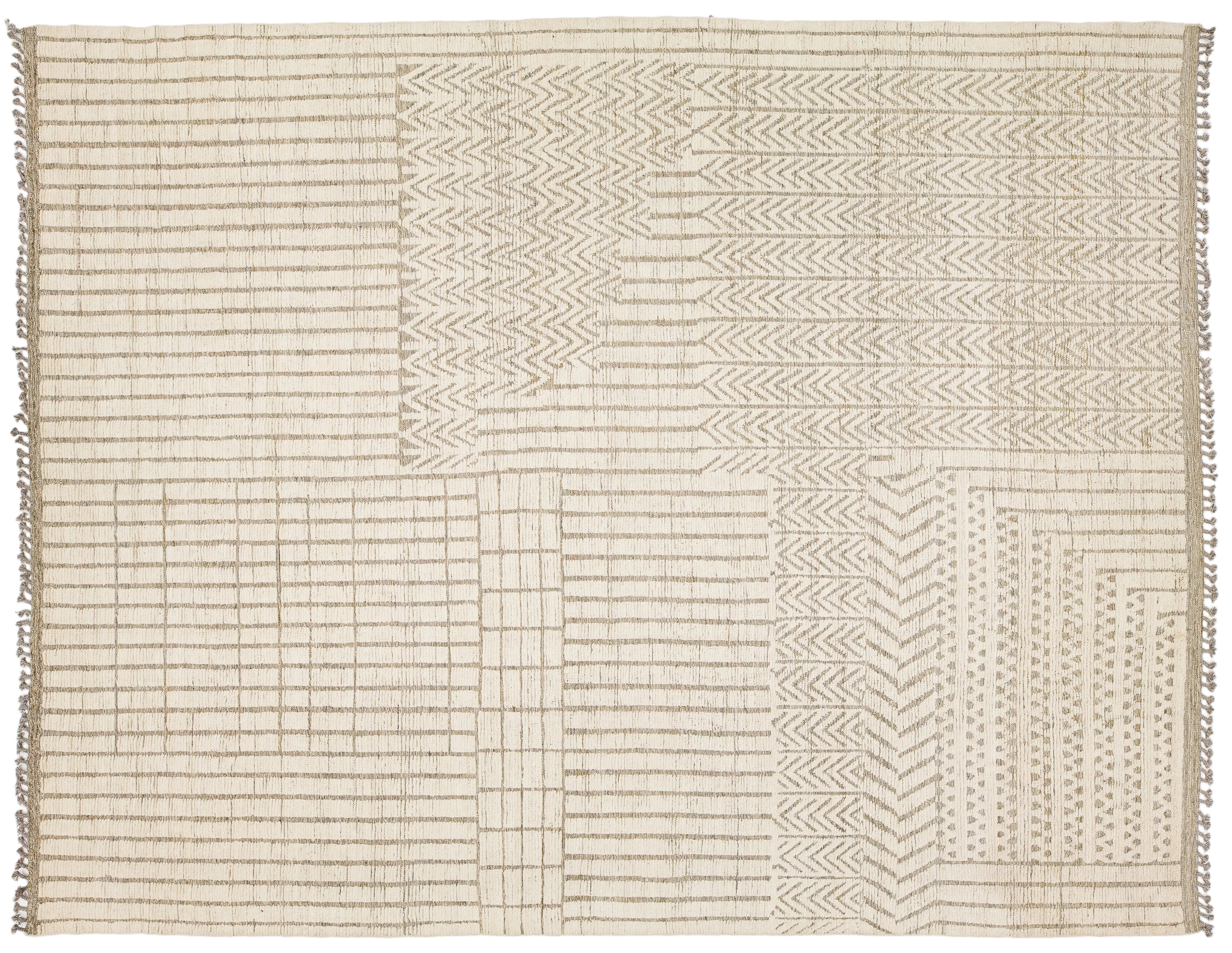 Modern Moroccan Wool Rug 12 X 15