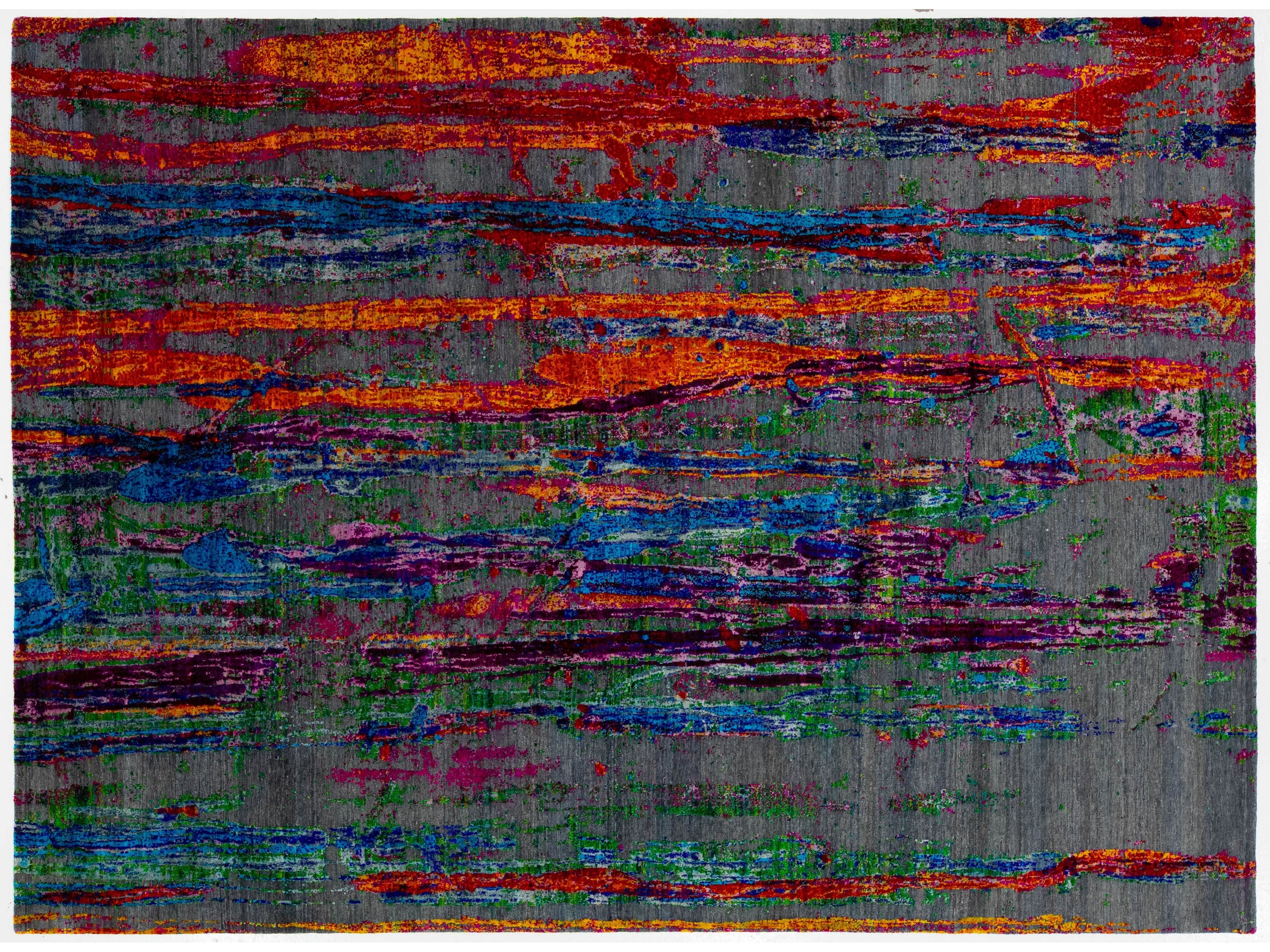 Modern Wool and Silk Rug 11 X 16