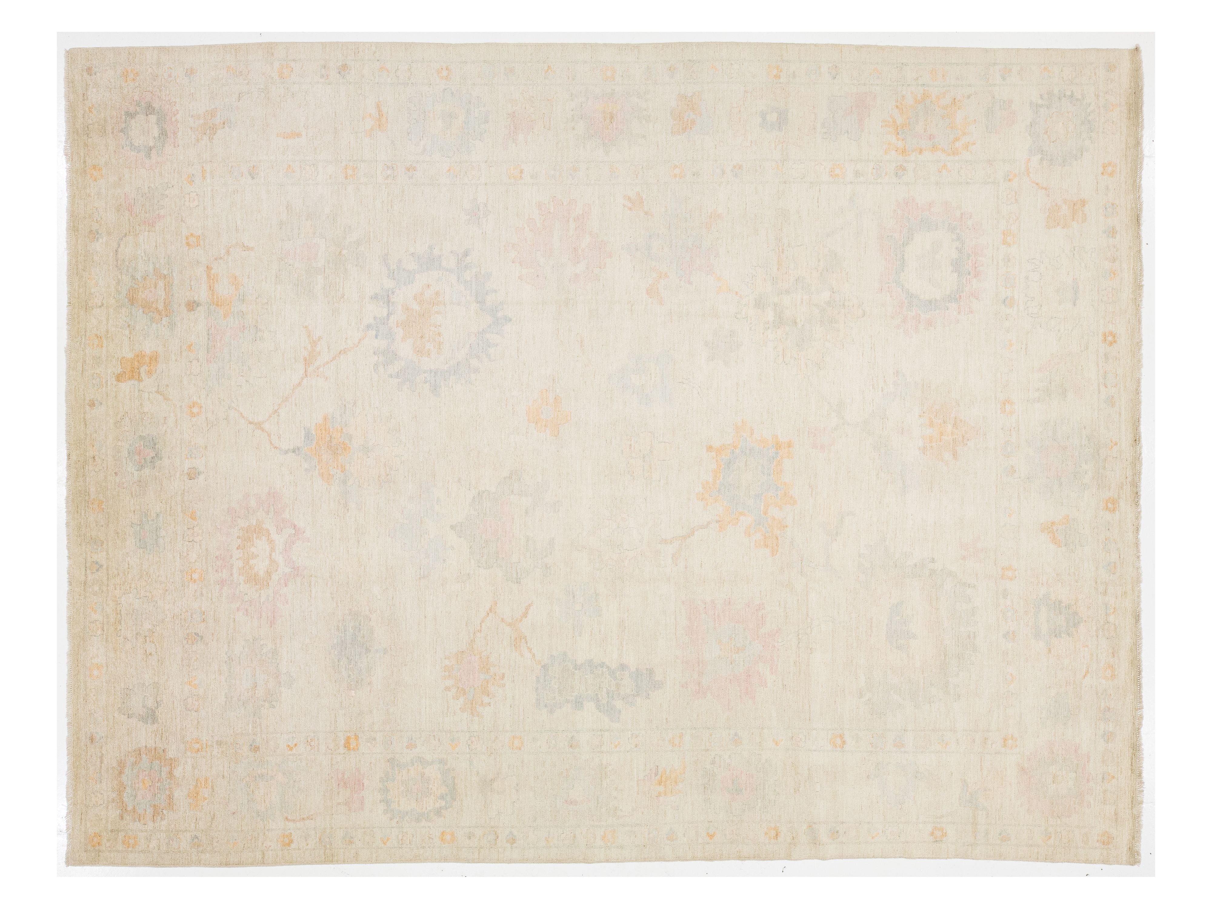 Modern Oushak Wool Rug 12 X 15