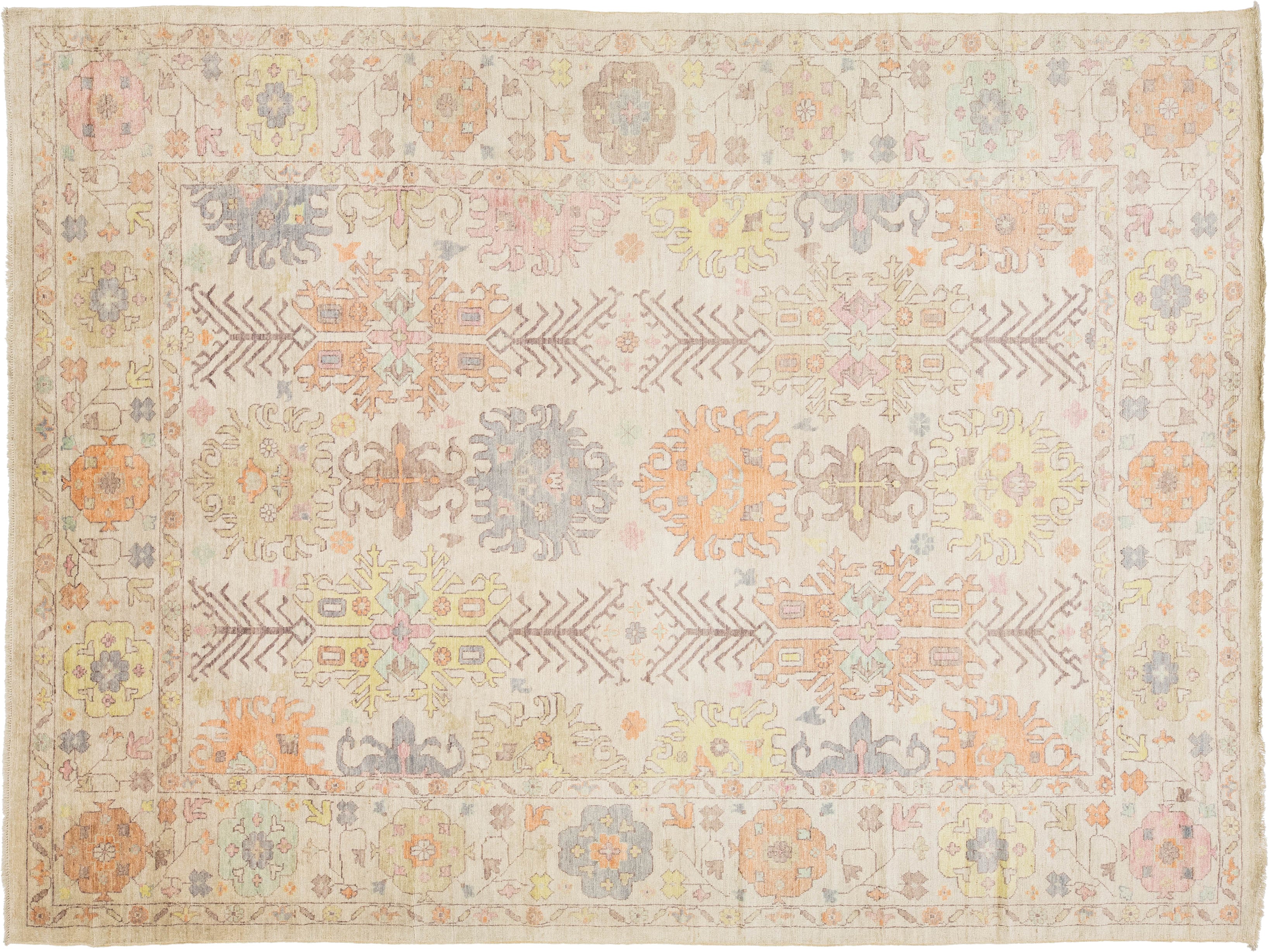 Modern Oushak Wool Rug 10 X 13